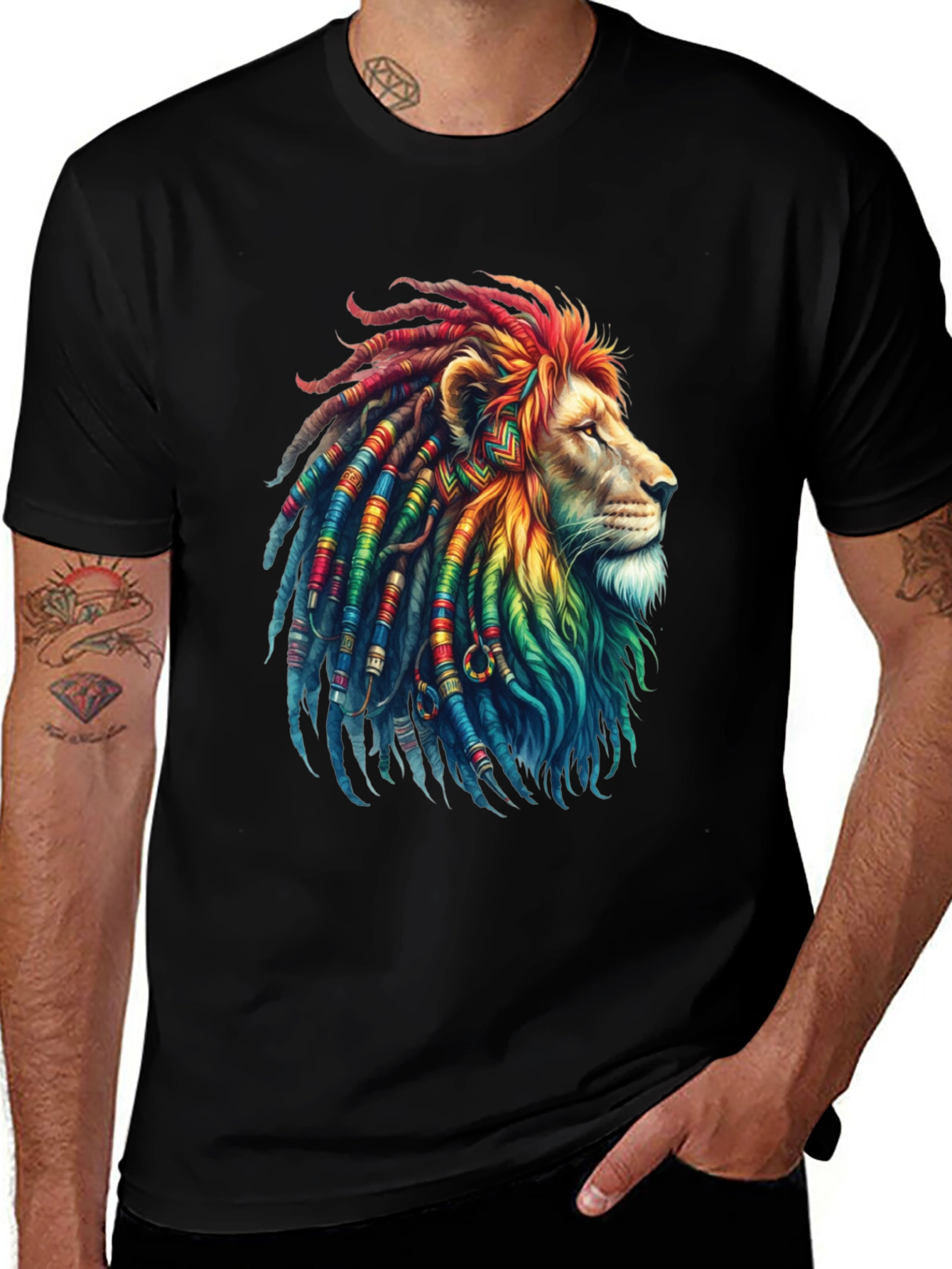 Variant 22 of Rasta Lion Graphic Tee - Cool Reggae Vibe Shirt