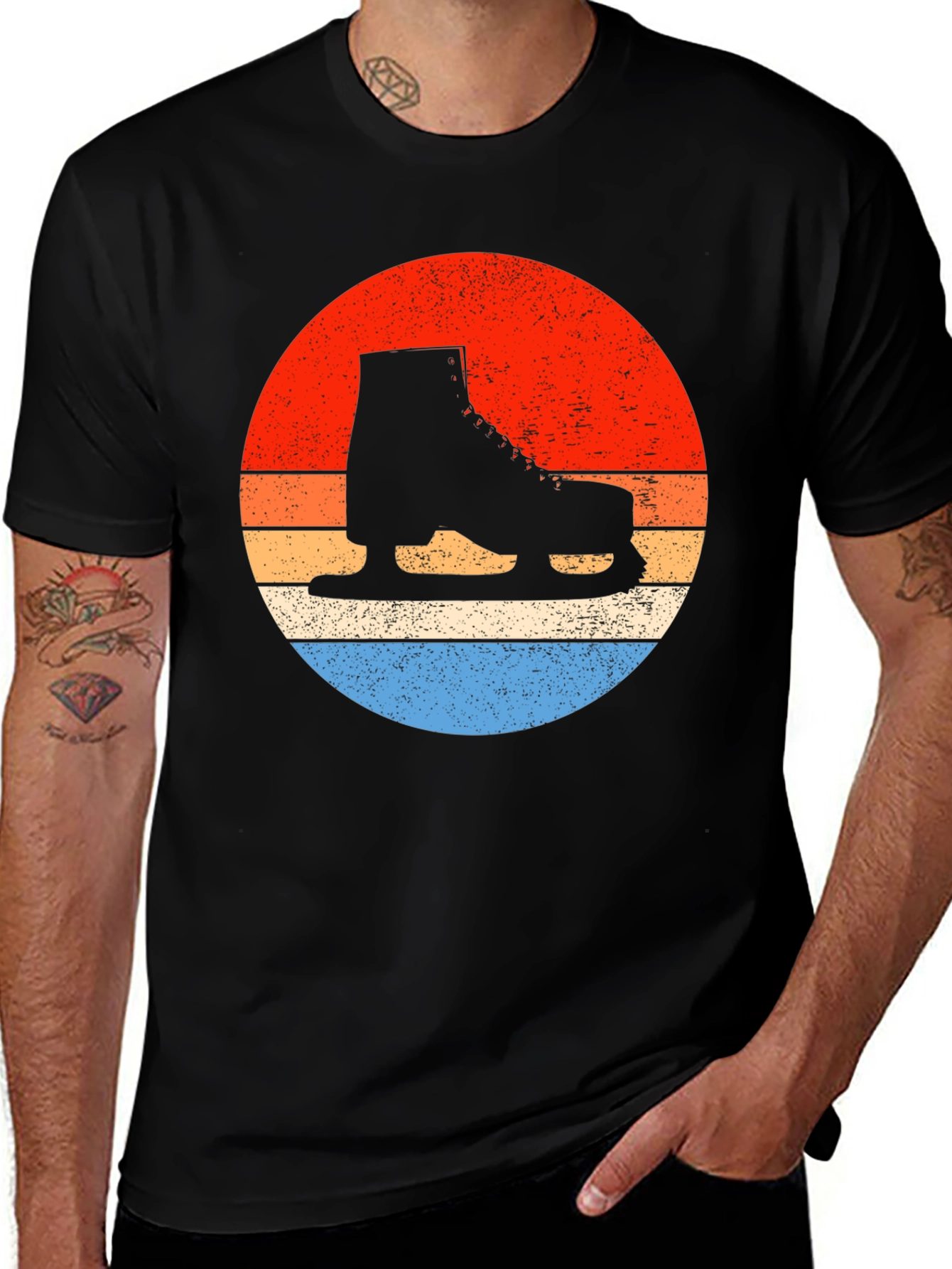 Variant 16 of Retro Ice Skate Sunset T-Shirt - Vintage Style