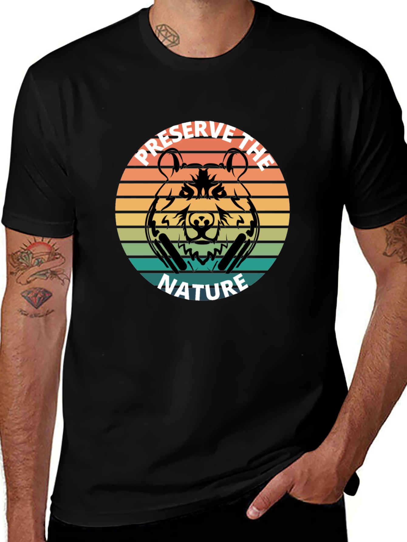 Variant 22 of Preserve Nature Graphic T-Shirt - Black Crew Neck Tee