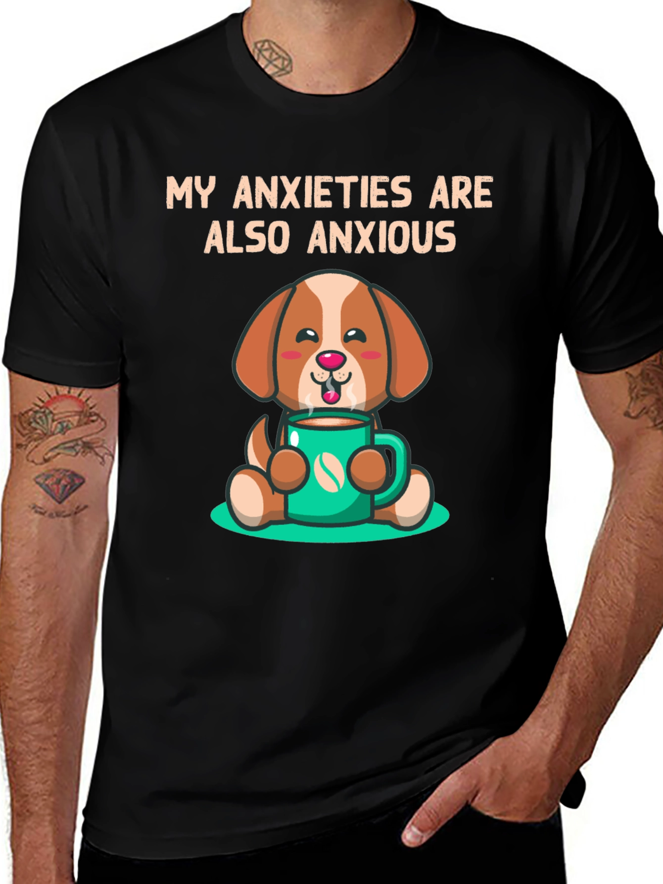 Variant 19 of Anxious Dog T-Shirt - Cute Coffee Lover Tee