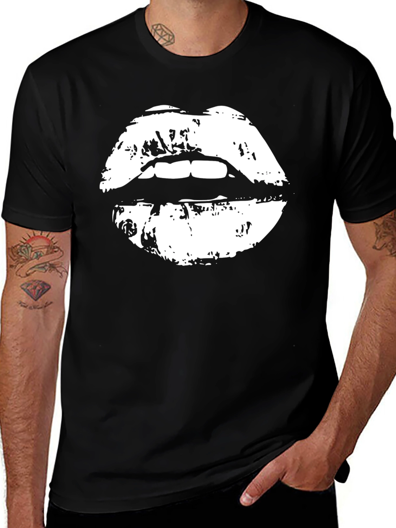 Variant 8 of Bold Lips Graphic Tee - Black