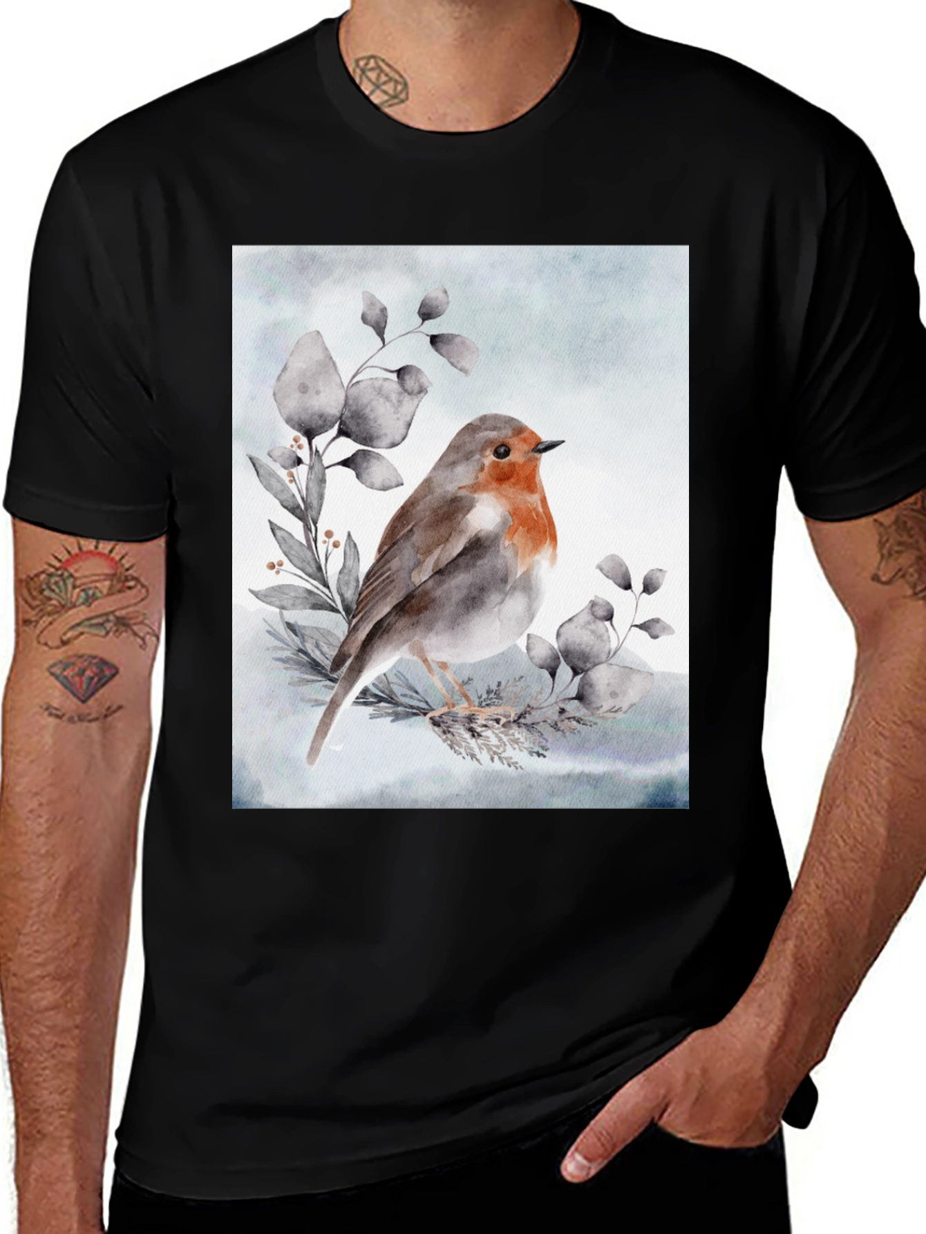Variant 21 of Robin Bird Watercolor Graphic T-Shirt