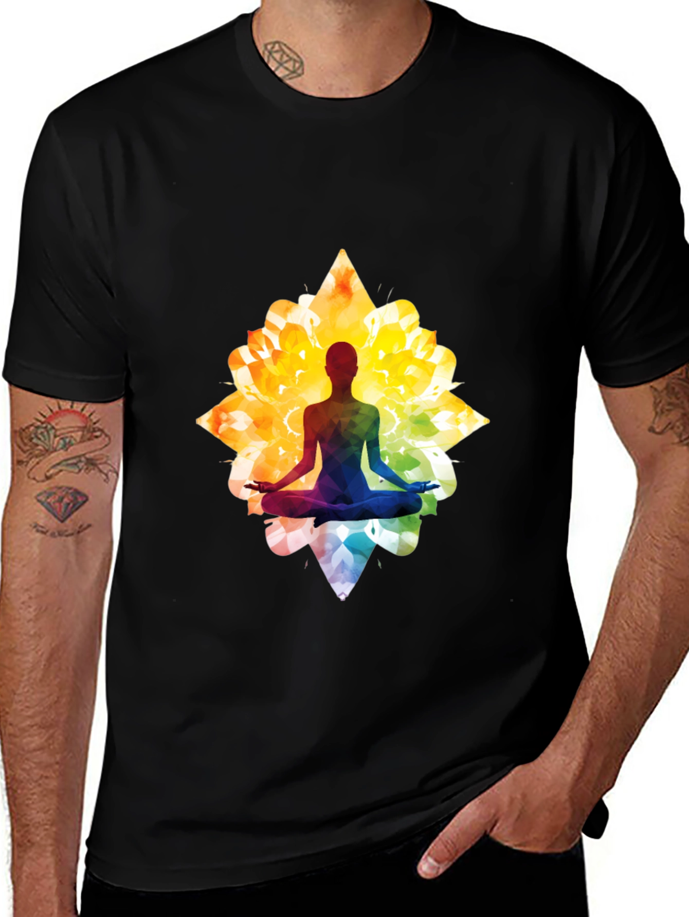 Variant 26 of Lotus Yoga Silhouette Graphic Tee - Black