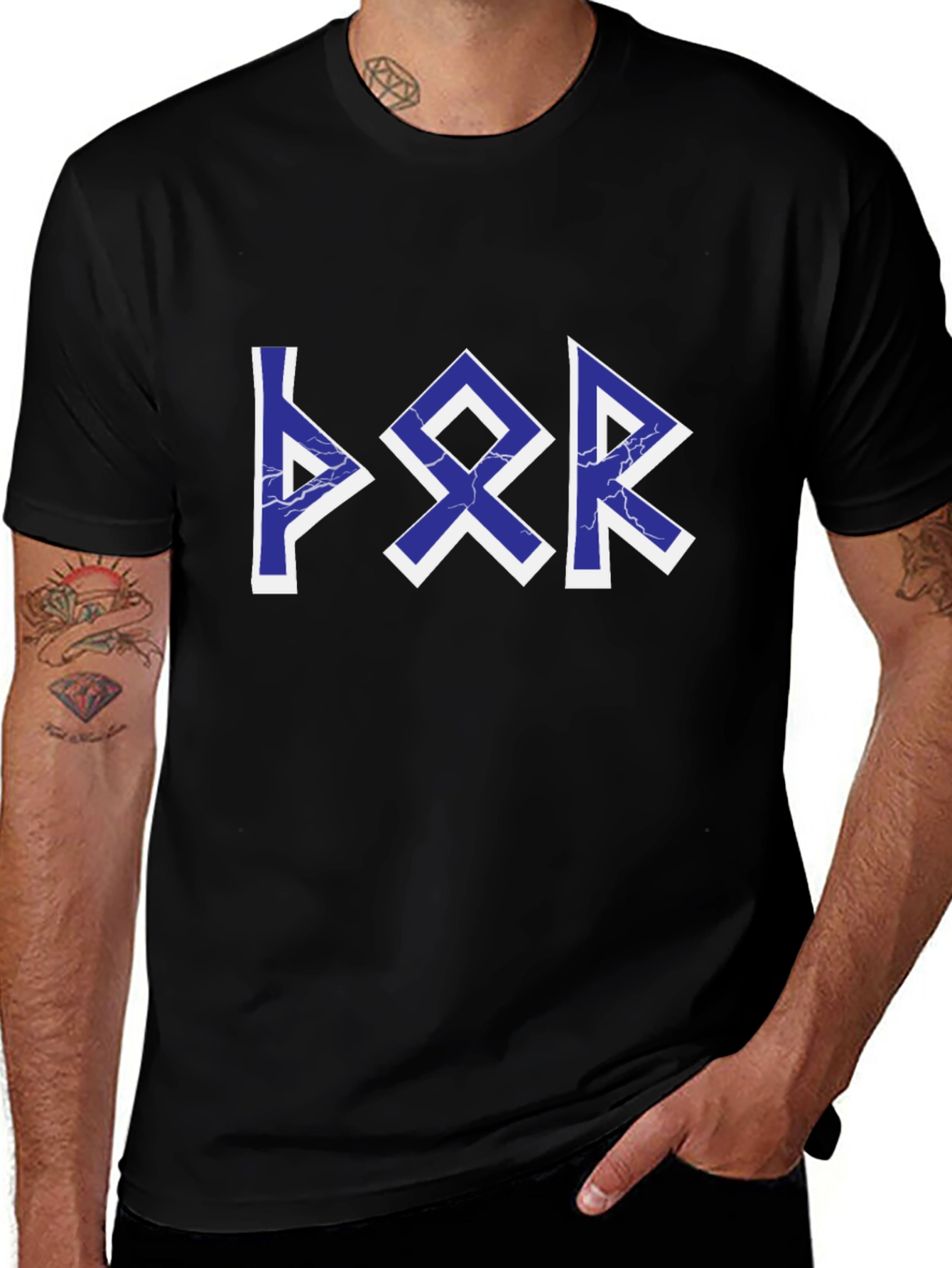 Variant 24 of Norse Rune Symbol Graphic Tee - Black T-Shirt