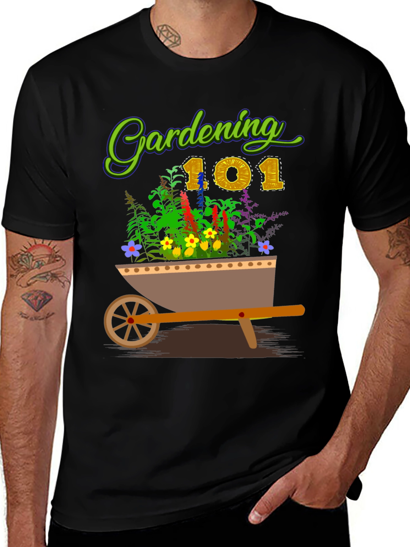 Gardening 101 Tee - Wheelbarrow Plant Design