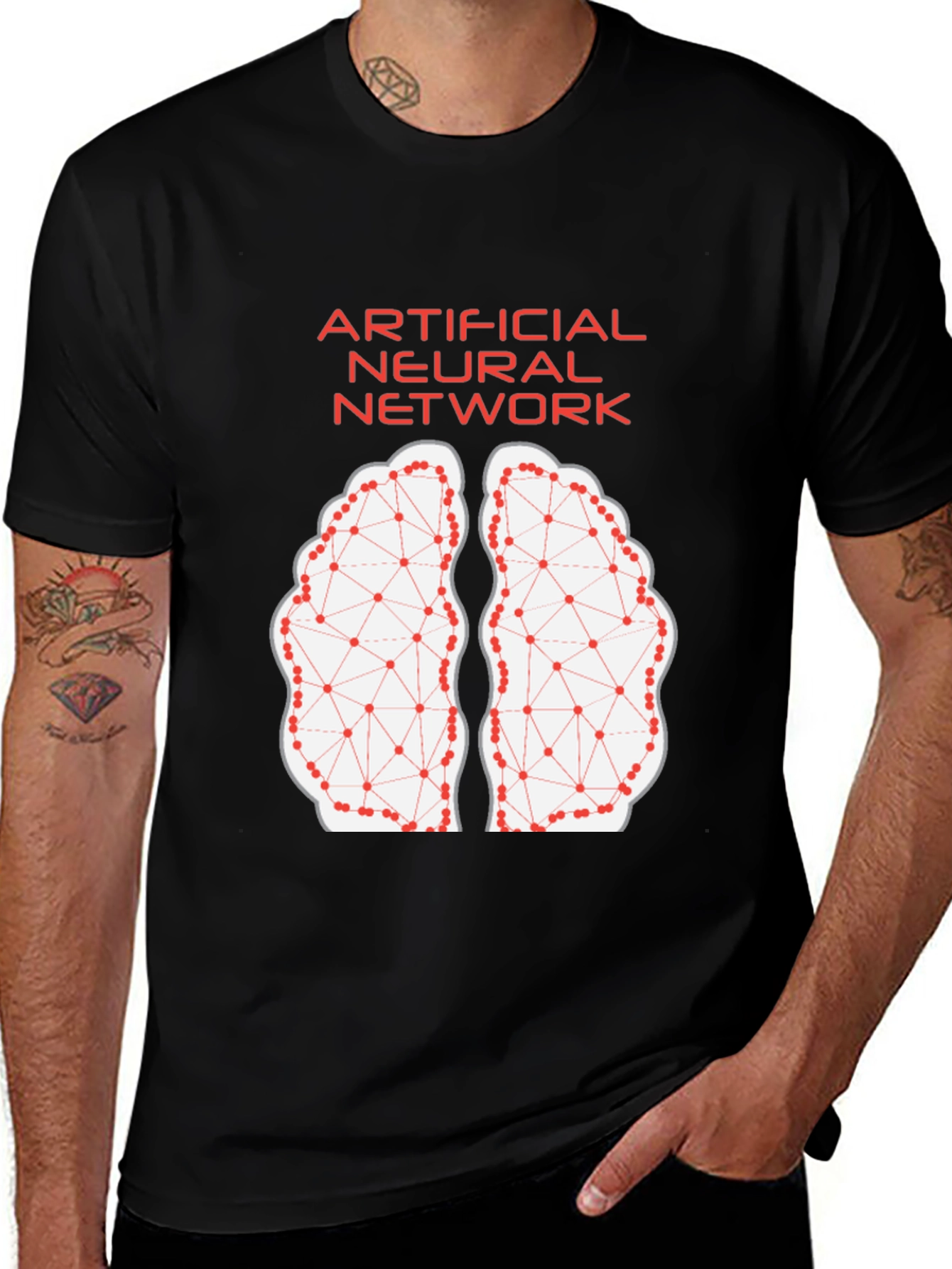 Variant 26 of Artificial Neural Network Brain T-Shirt - Black