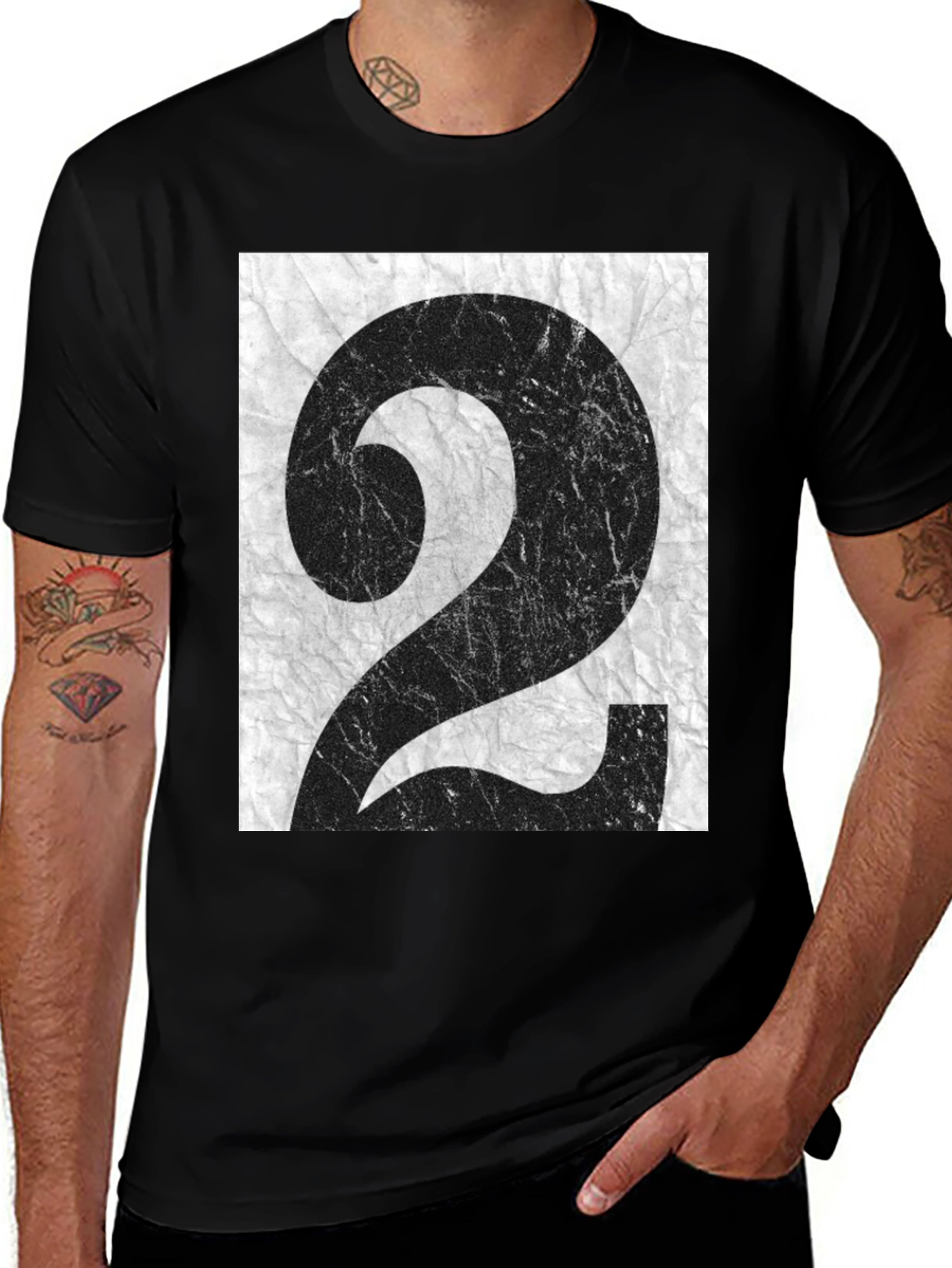 Variant 14 of Distressed Number 2 Graphic T-Shirt