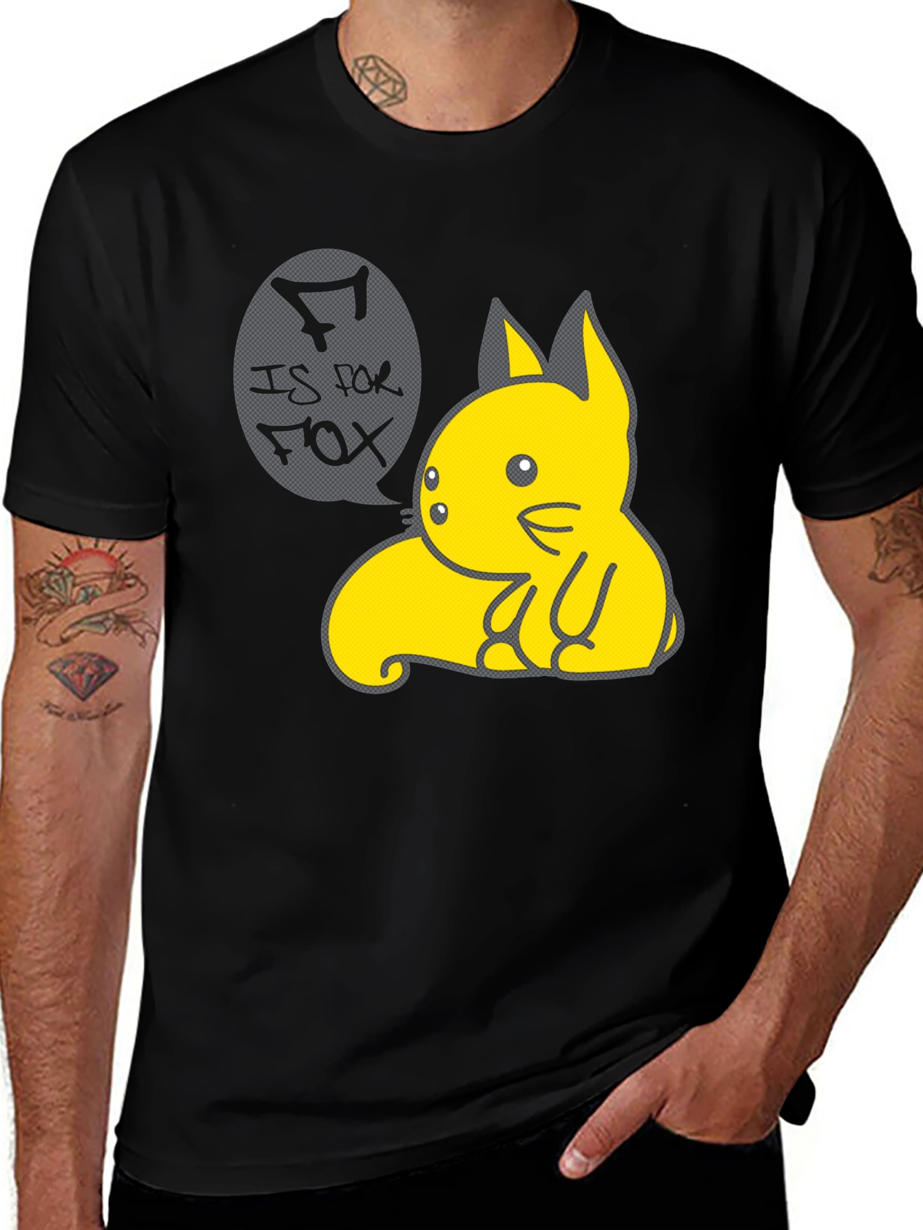 Variant 9 of Cute Fox T-Shirt - 'F is for Fox' Cartoon Graphic Tee