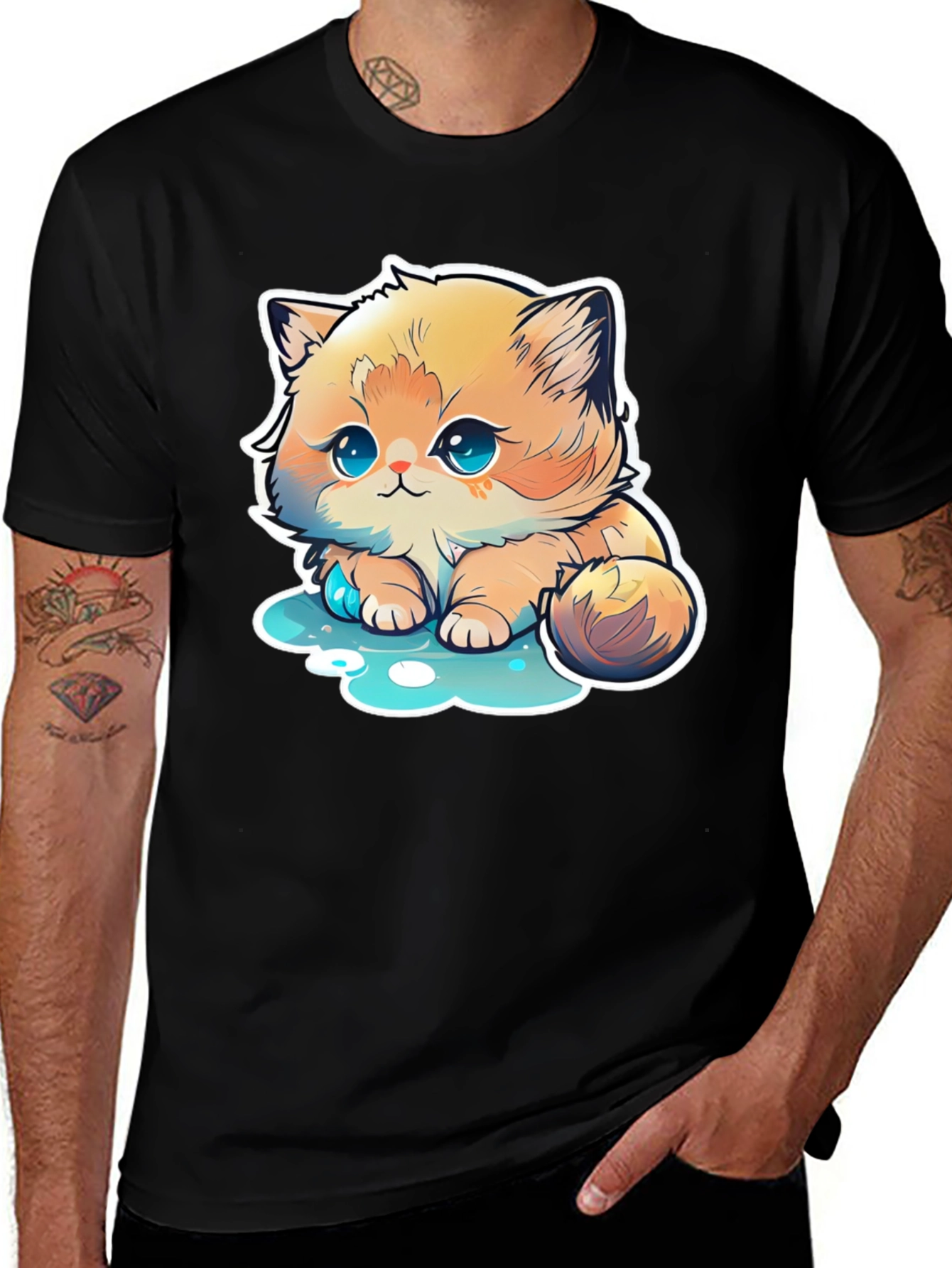 Variant 21 of Cute Cartoon Kitten T-Shirt
