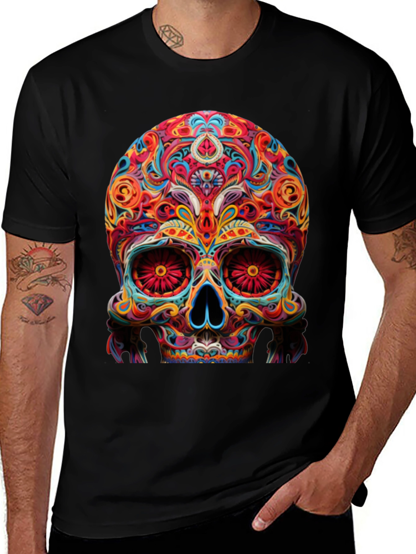 Variant 29 of Sugar Skull T-Shirt - Colorful Day of the Dead Design