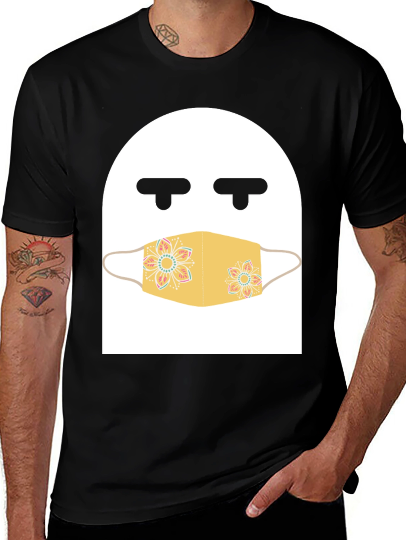 Variant 22 of Quarantine Ghost T-Shirt - Masked Funny Tee