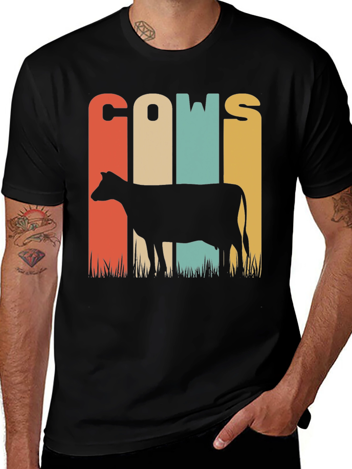 Variant 25 of Retro Cows Graphic Tee - Farm Animal Vintage Style