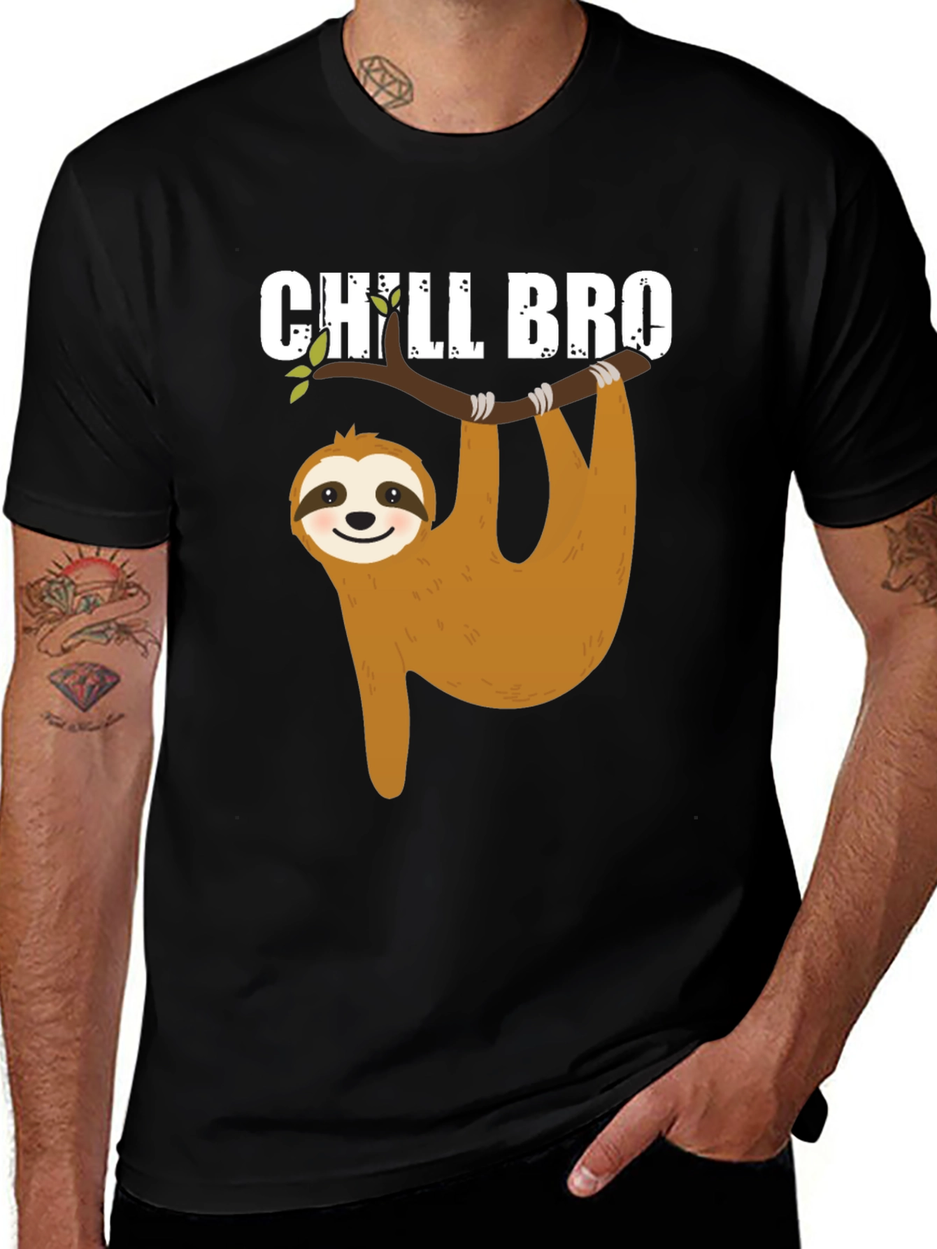 Variant 13 of Chill Bro Sloth T-Shirt - Relaxed Hanging Sloth Design