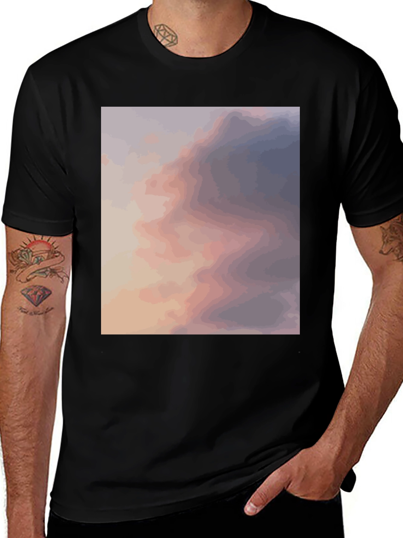 Variant 17 of Abstract Cloudscape Graphic Tee - Black Cotton