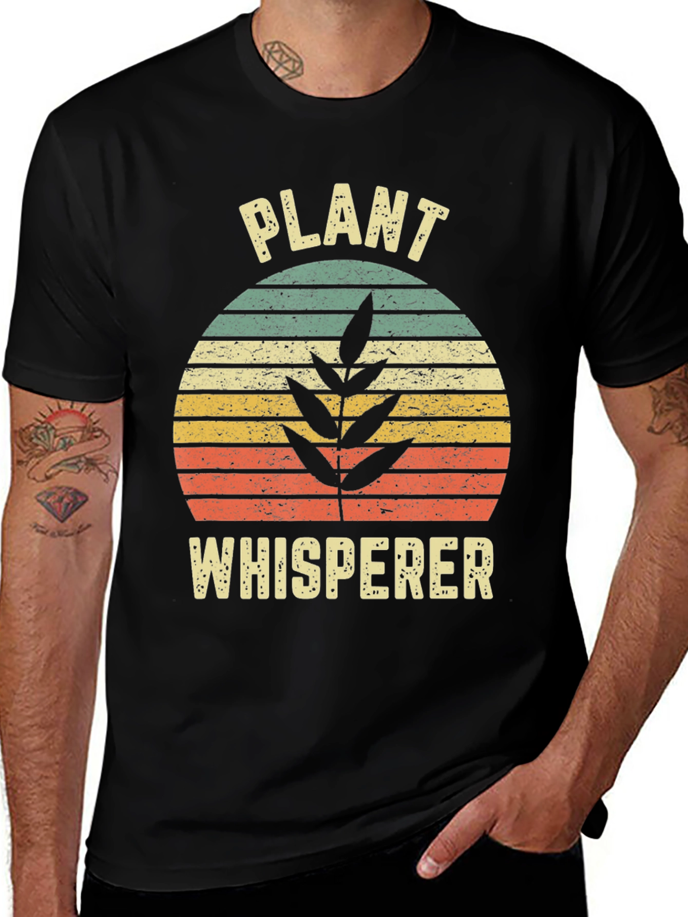 Black Plant Whisperer Retro T-Shirt main image