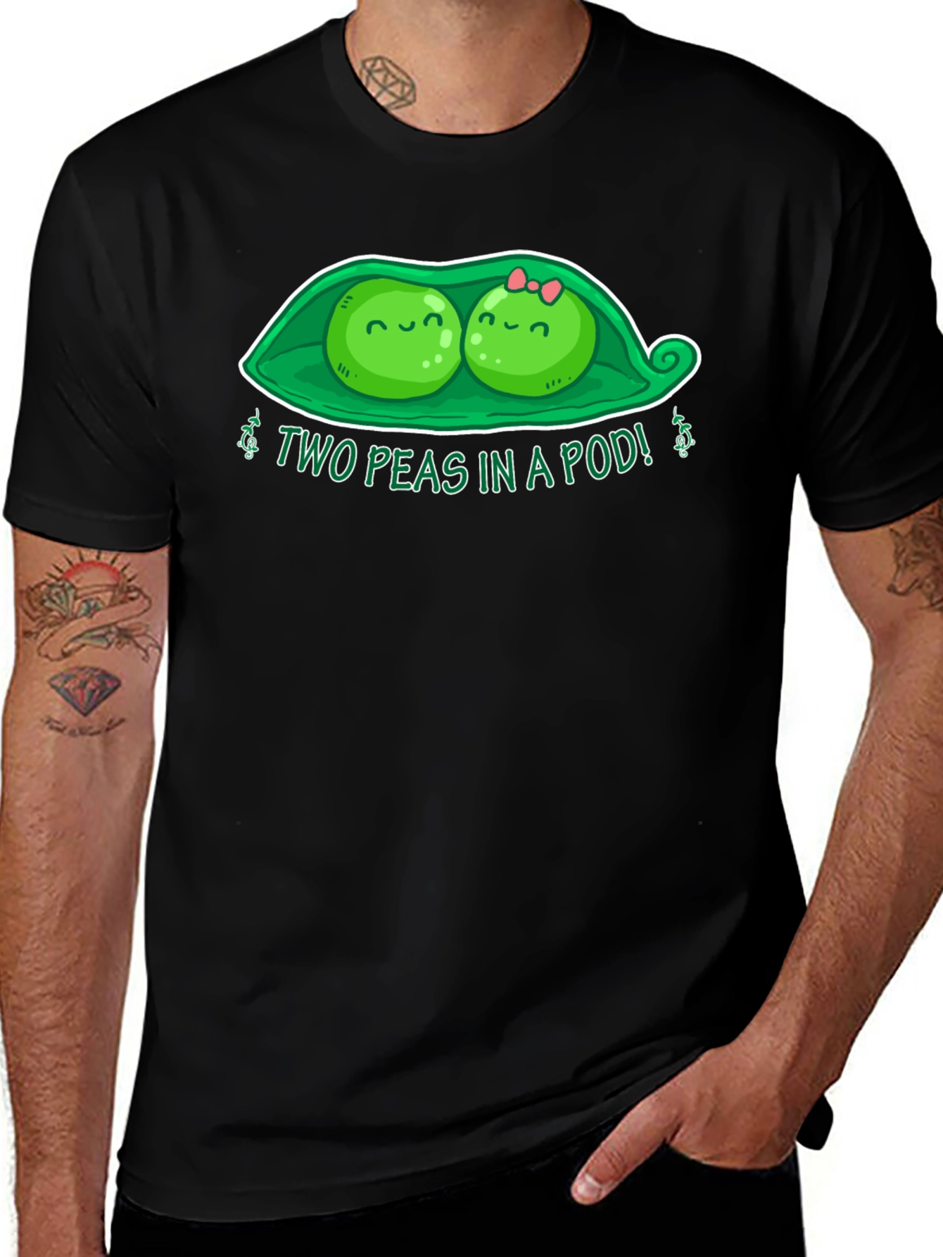 Black Two Peas in a Pod T-Shirt - Cute Graphic Tee main image