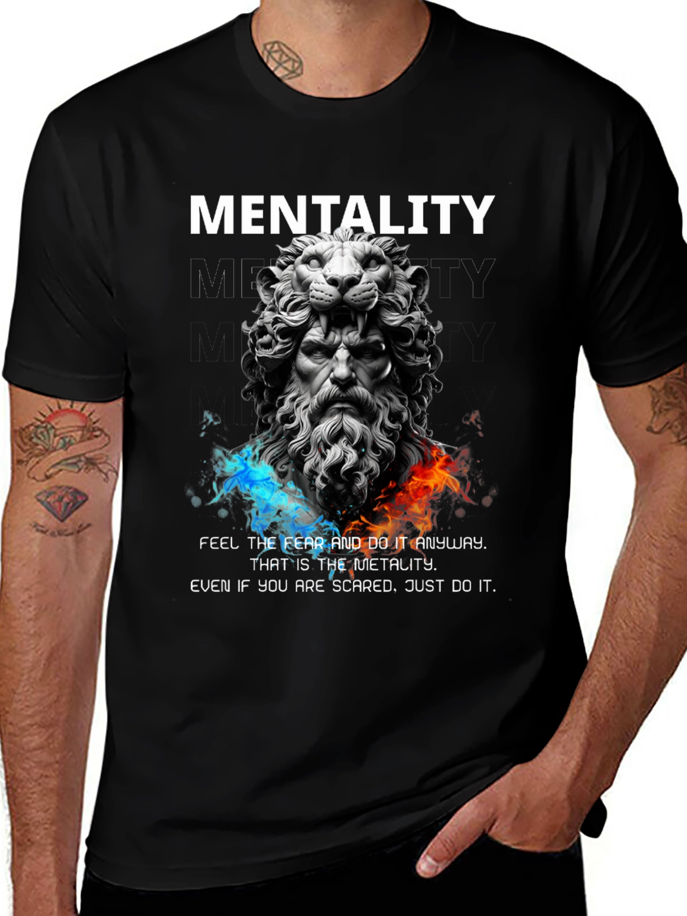 Variant 21 of Lion Sculpture 'Mentality' Graphic T-Shirt