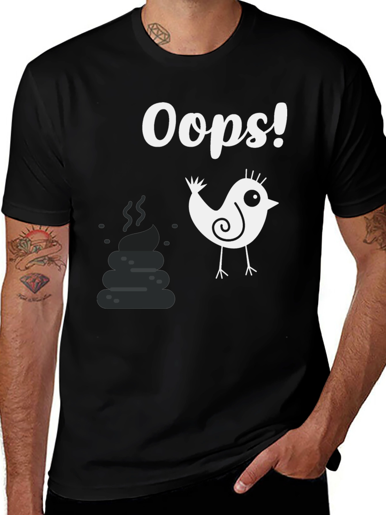 Variant 10 of Oops! Bird Poop Graphic Tee - Funny Casual T-Shirt