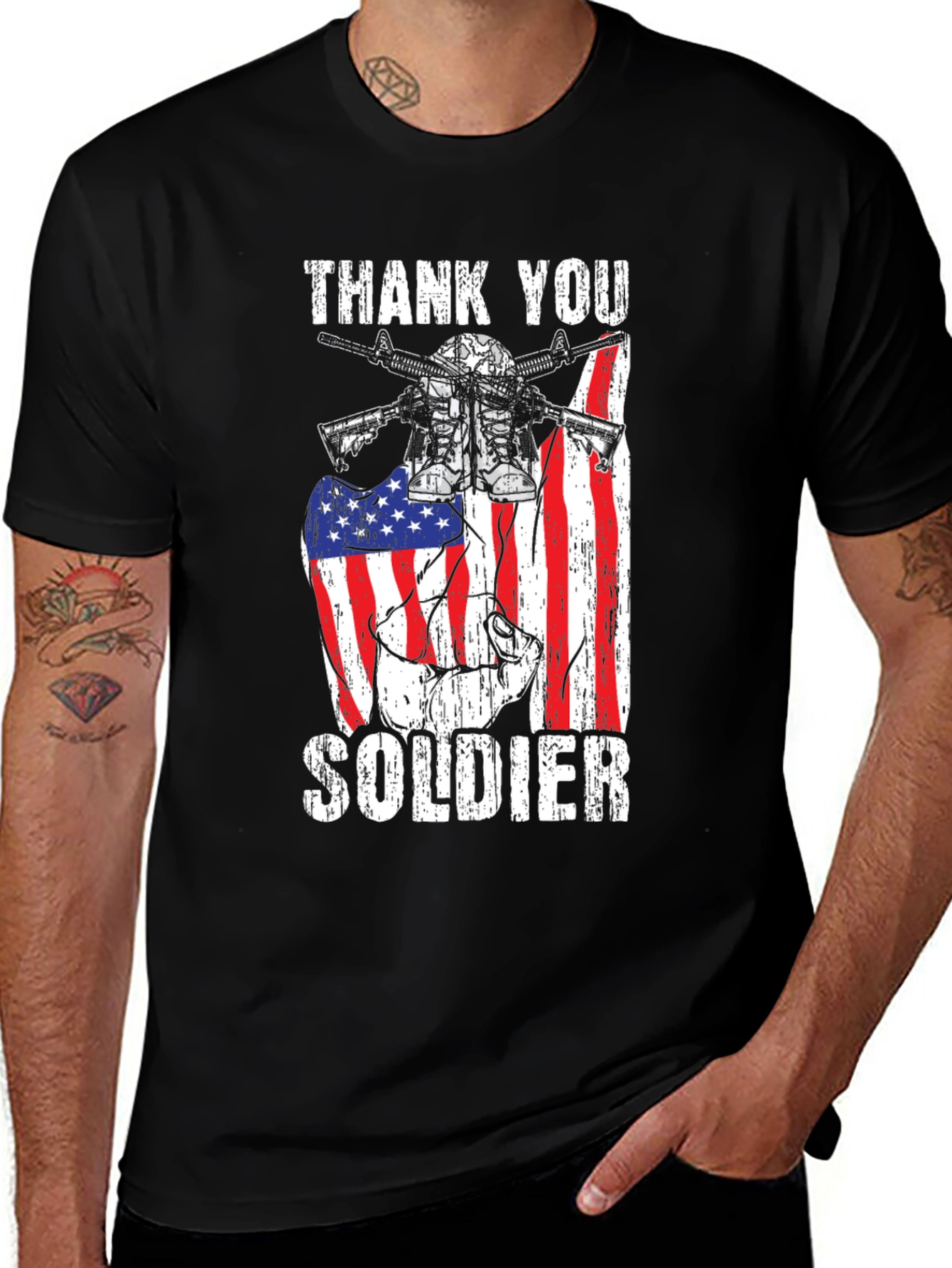 Variant 17 of Thank You Soldier T-Shirt - Patriotic USA Flag
