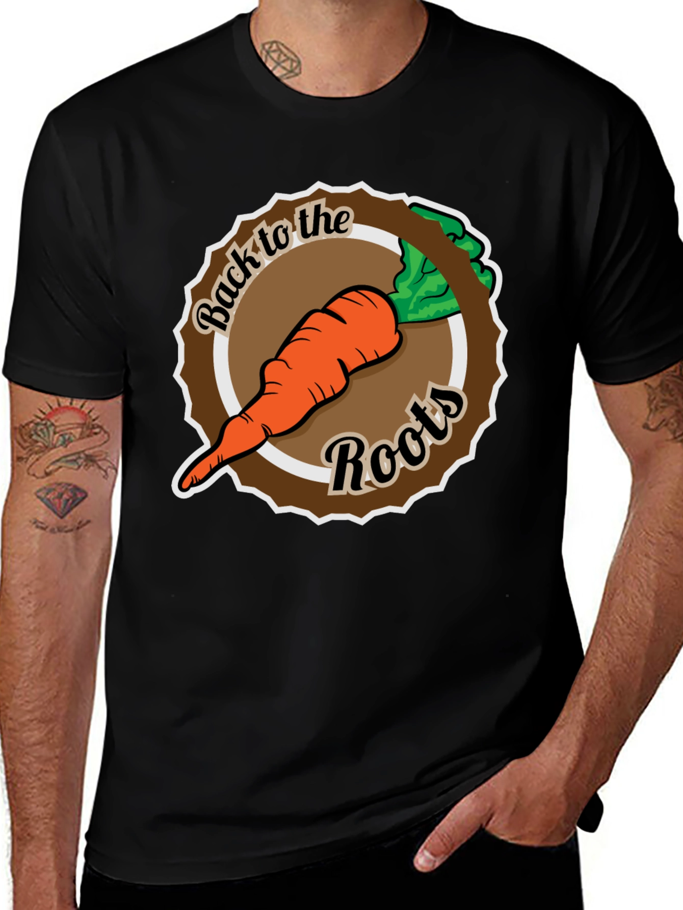 Variant 17 of Back to the Roots Carrot Graphic Tee - Black