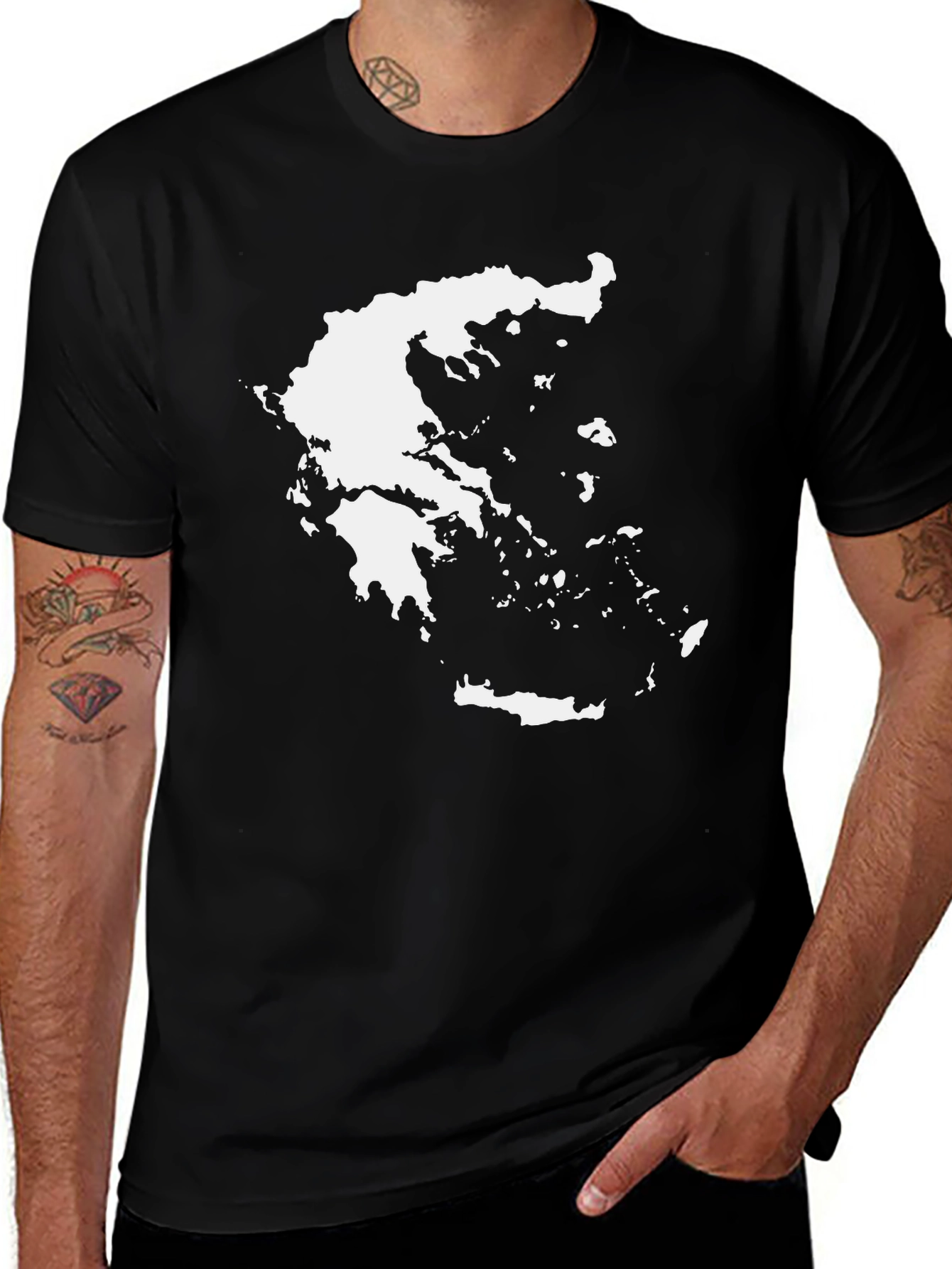 Greece Map T-Shirt - Stylish Black Tee