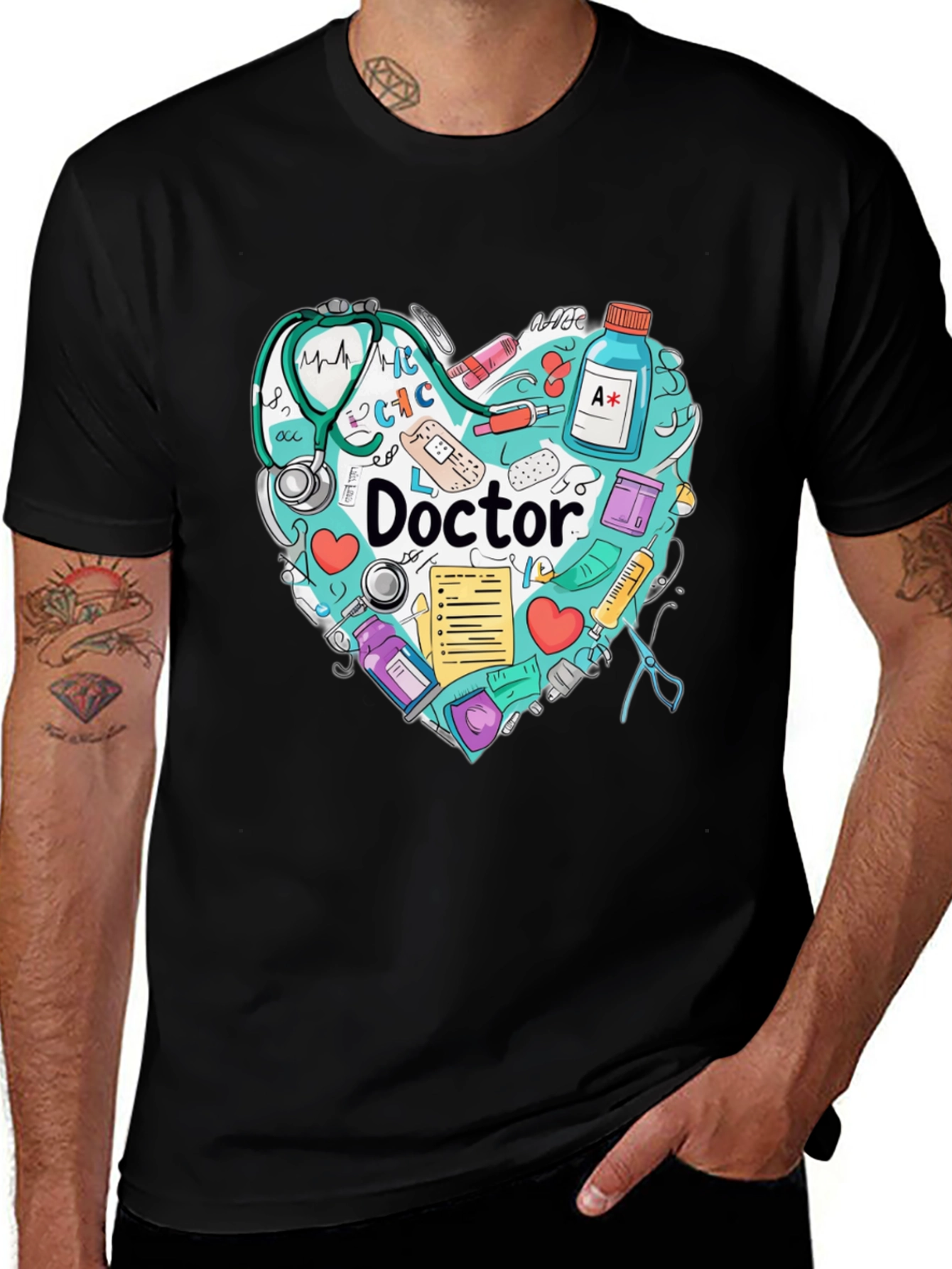 Variant 23 of Doctor Heart Graphic T-Shirt - Medical Love Tee