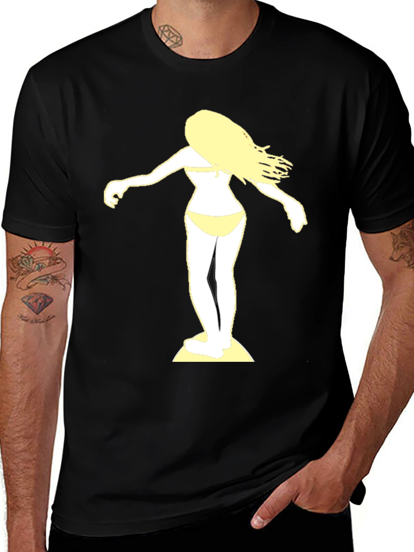 Variant 24 of Surfer Girl Graphic Tee - Black Cotton T-Shirt