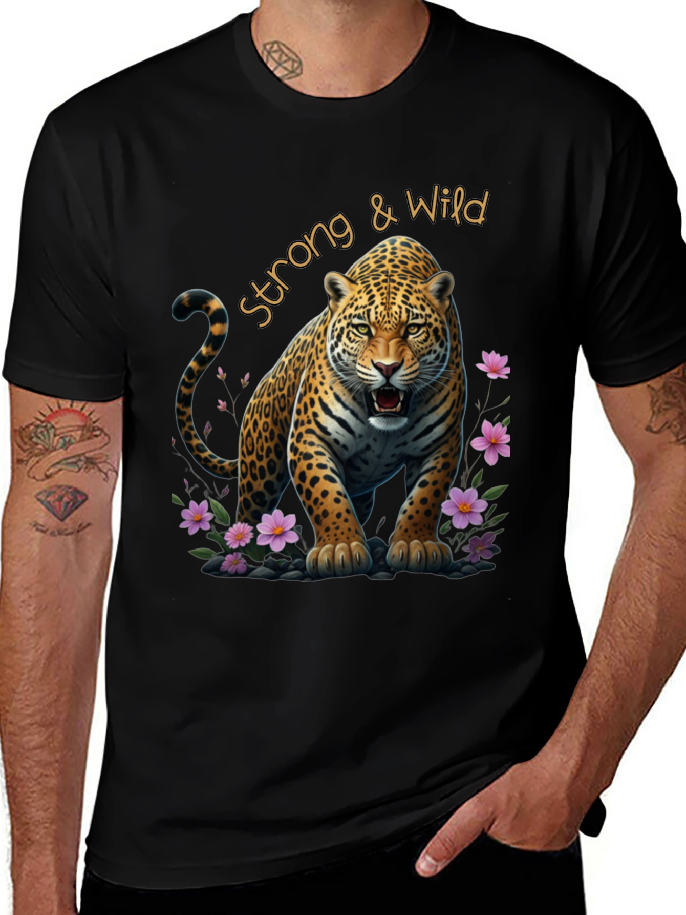Variant 17 of Strong & Wild Jaguar Graphic Tee - Black