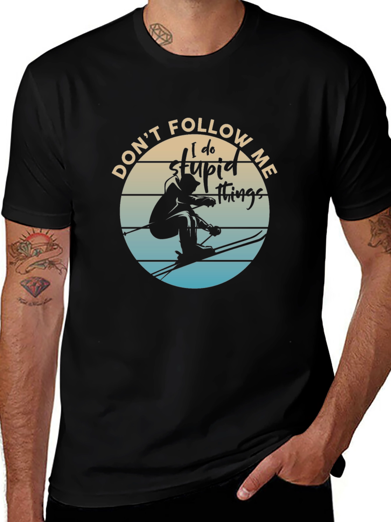 Variant 26 of Don't Follow Me I Do Stupid Things Skiing T-Shirt