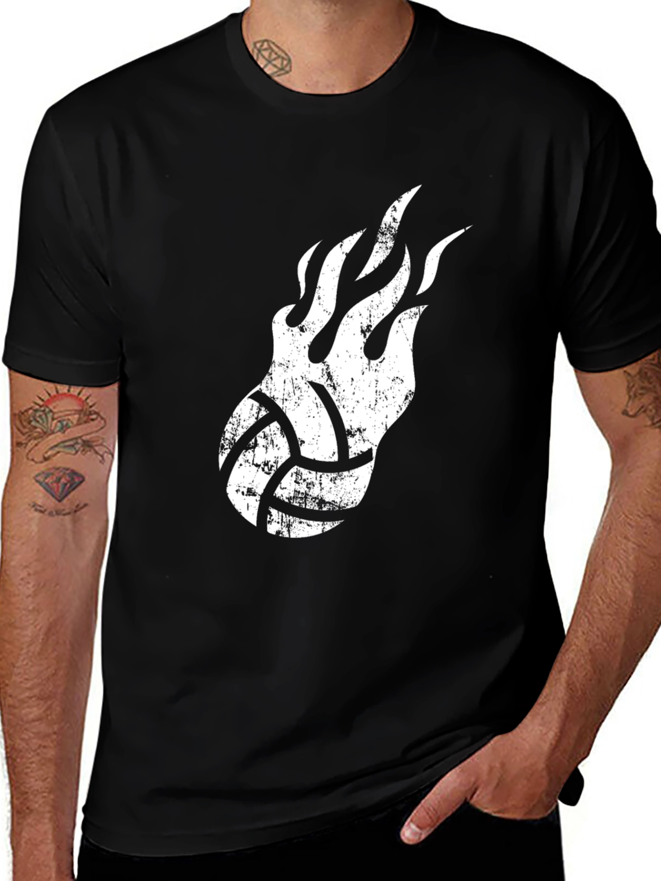 Variant 22 of Fiery Volleyball Graphic Tee - Black