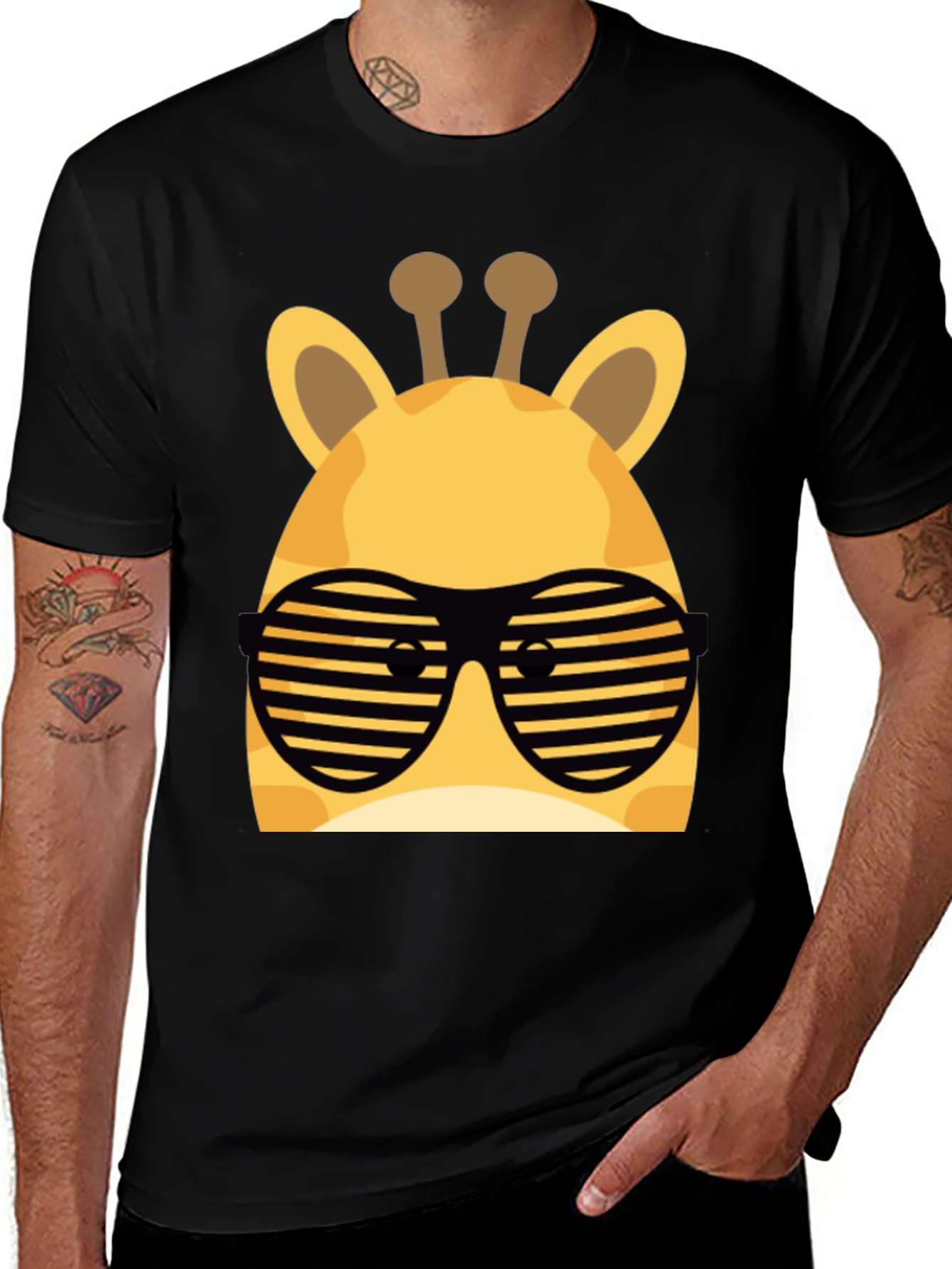 Variant 16 of Cool Giraffe Sunglasses T-Shirt - Black