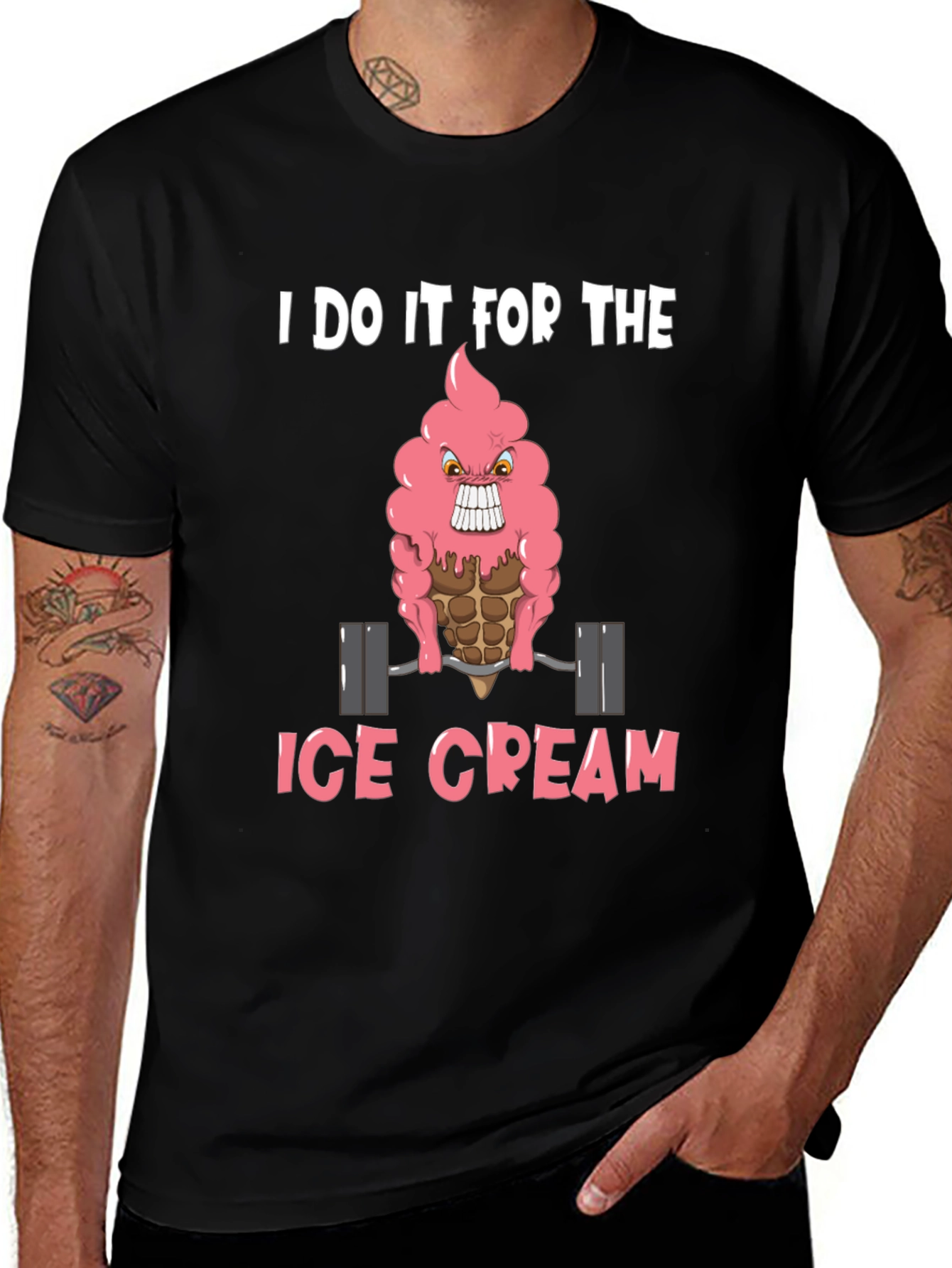 Variant 3 of I Do It For The Ice Cream Graphic Tee - Funny Gym Shirt