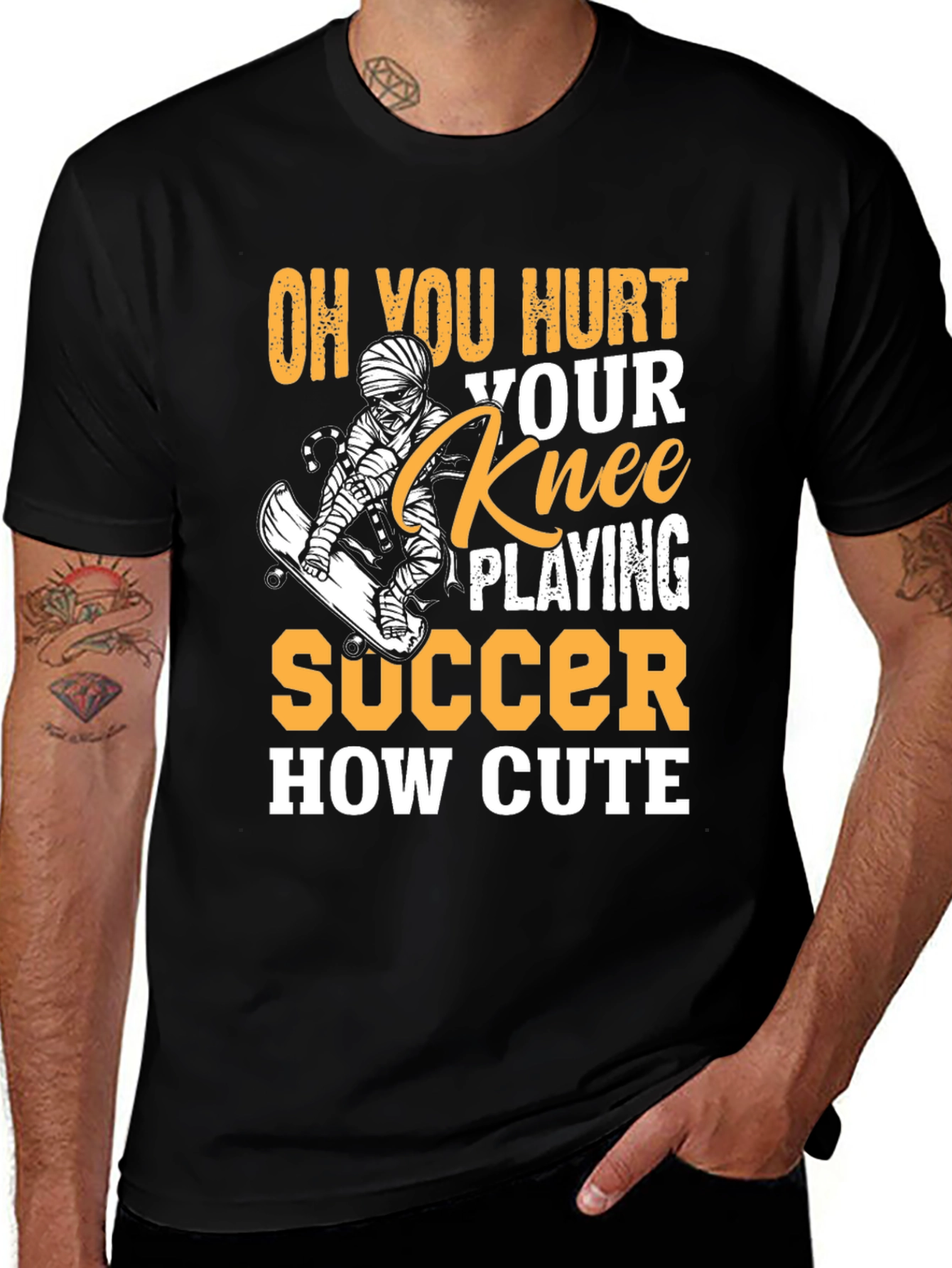 Variant 11 of Funny Soccer Knee Injury T-Shirt - "How Cute!" Graphic Tee