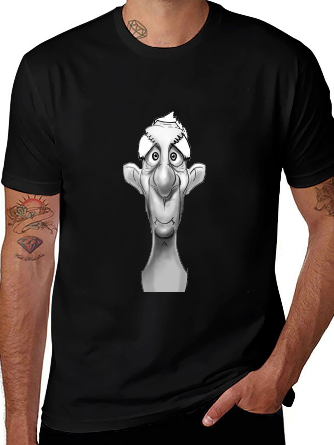 Variant 26 of Cartoon Character Graphic Black T-Shirt