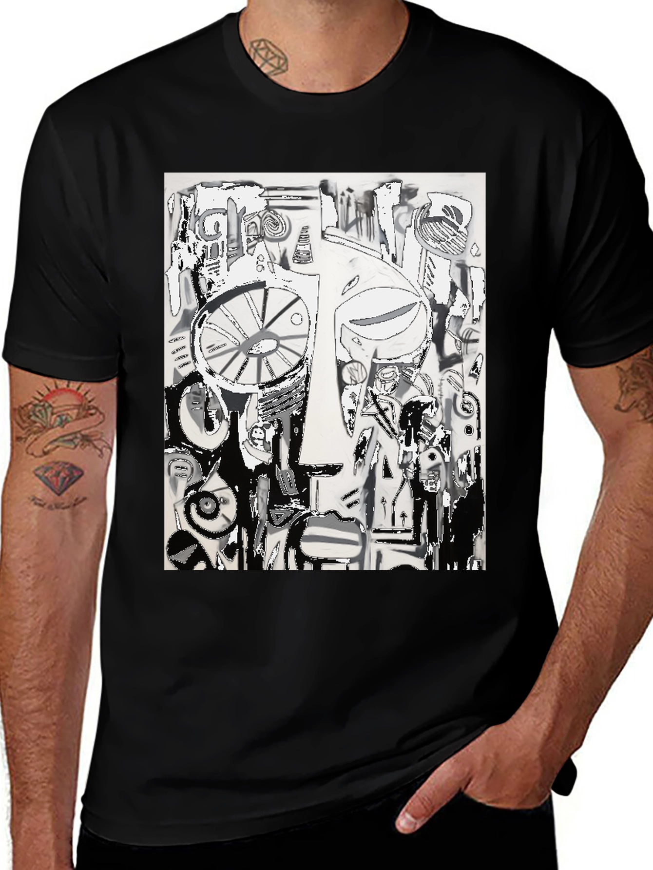 Variant 27 of Abstract Art Graphic Tee - Modern Black T-Shirt