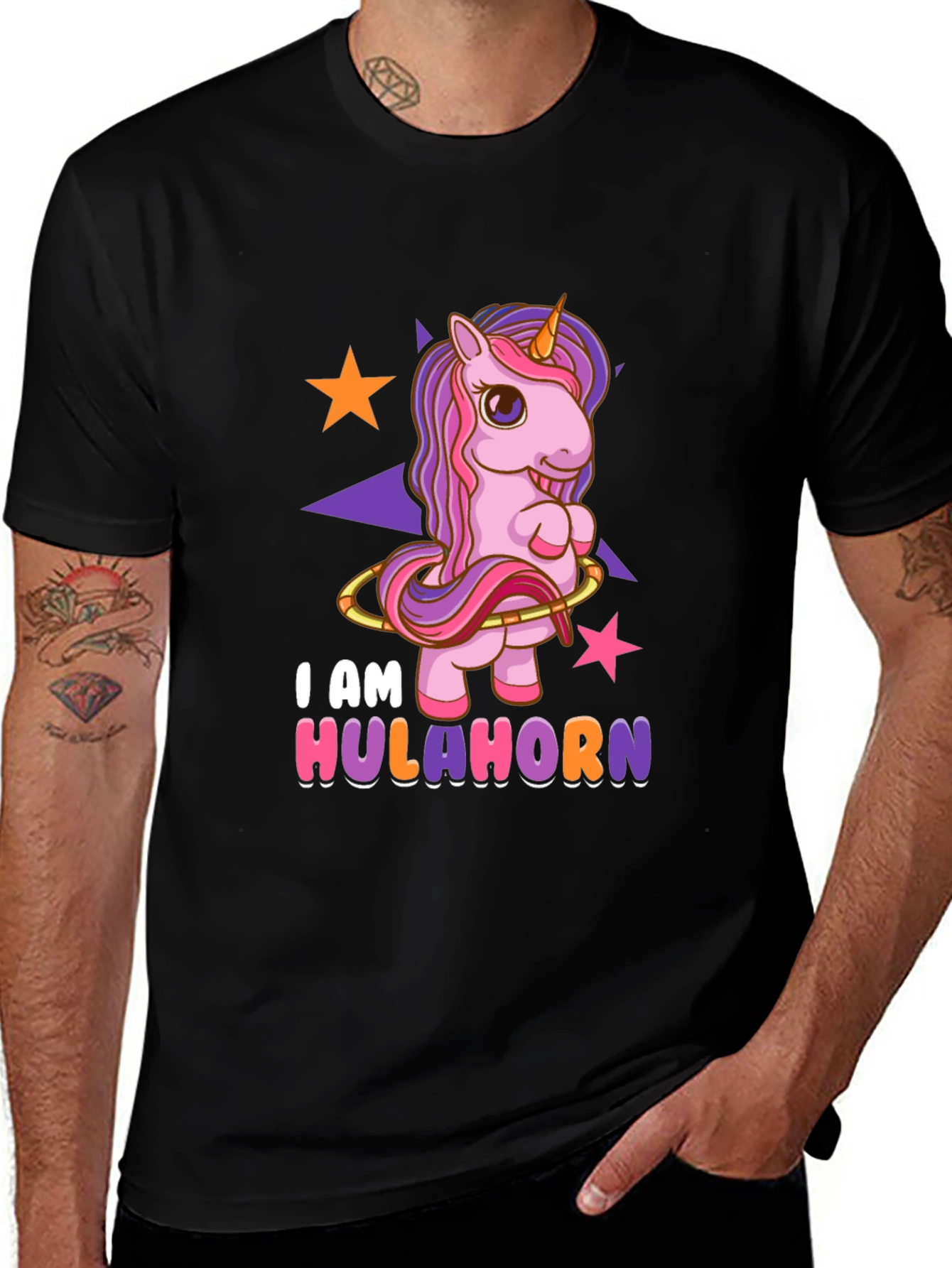 Variant 27 of Hulahorn Unicorn Black T-Shirt