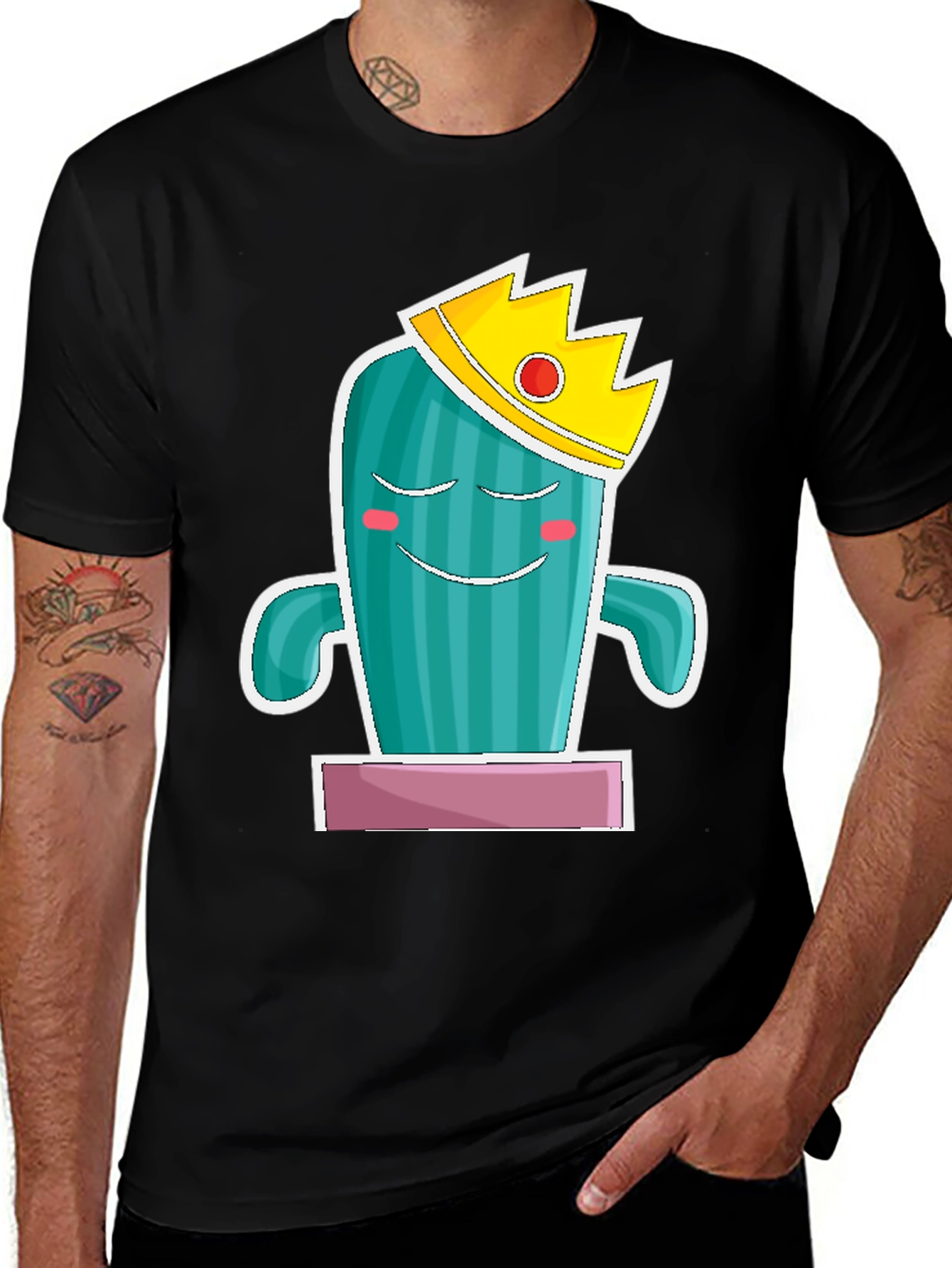 Variant 20 of Cactus King Graphic Tee - Men's Black T-Shirt