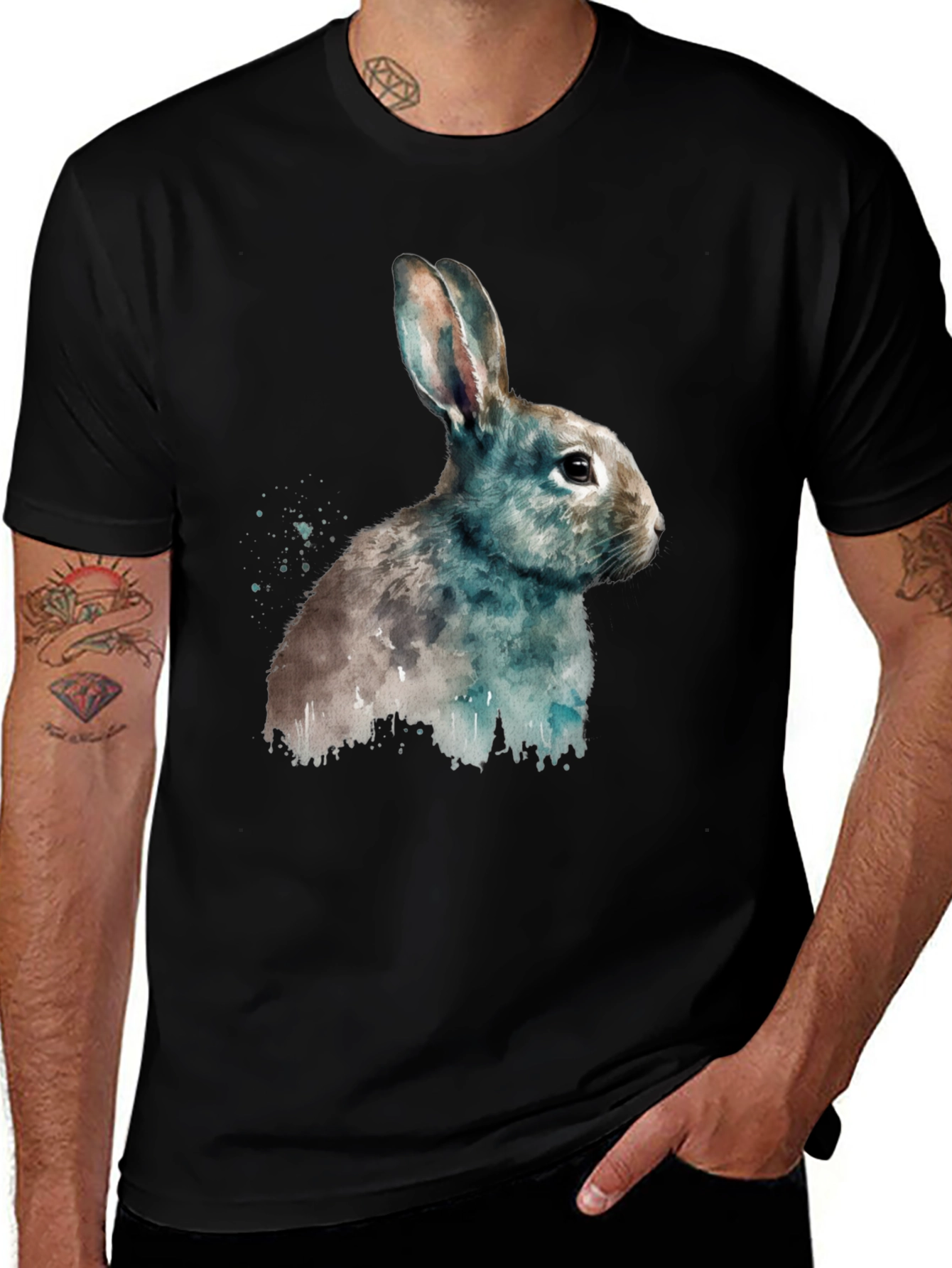 Variant 21 of Watercolor Rabbit T-Shirt - Urban Wildlife Style