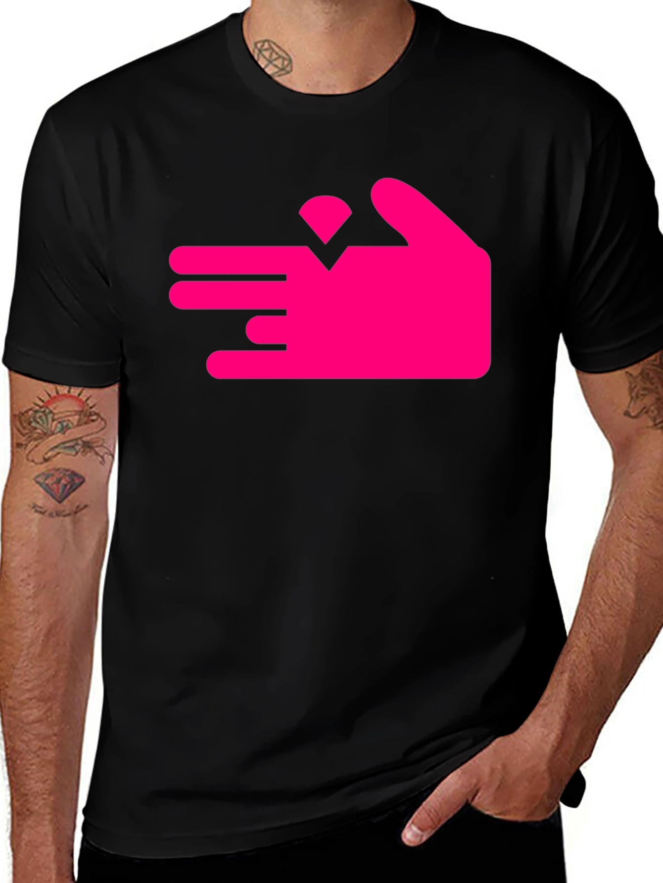 Abstract Hand Diamond Graphic Tee - Bold Design, Modern Style