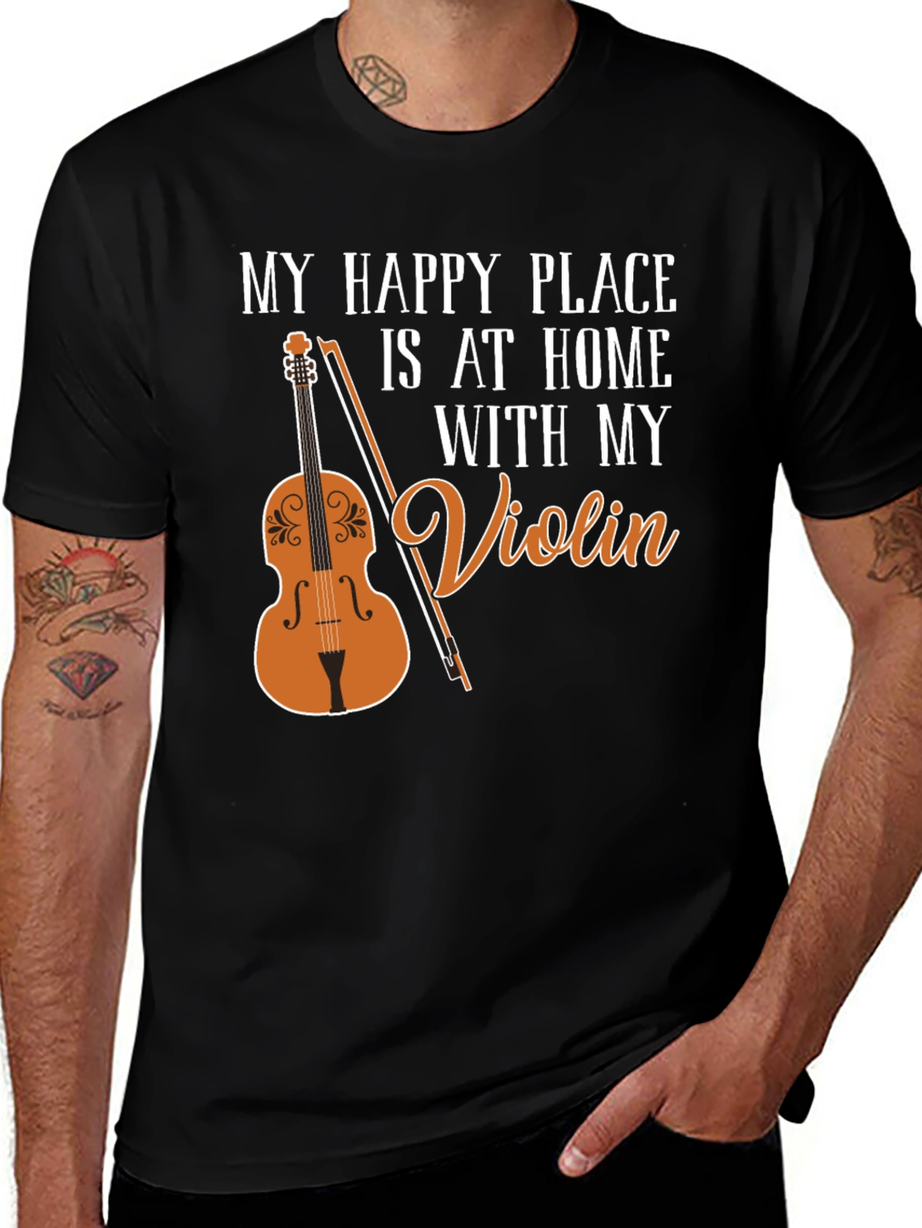 Variant 20 of My Happy Place Violin T-Shirt - Musician's Tee