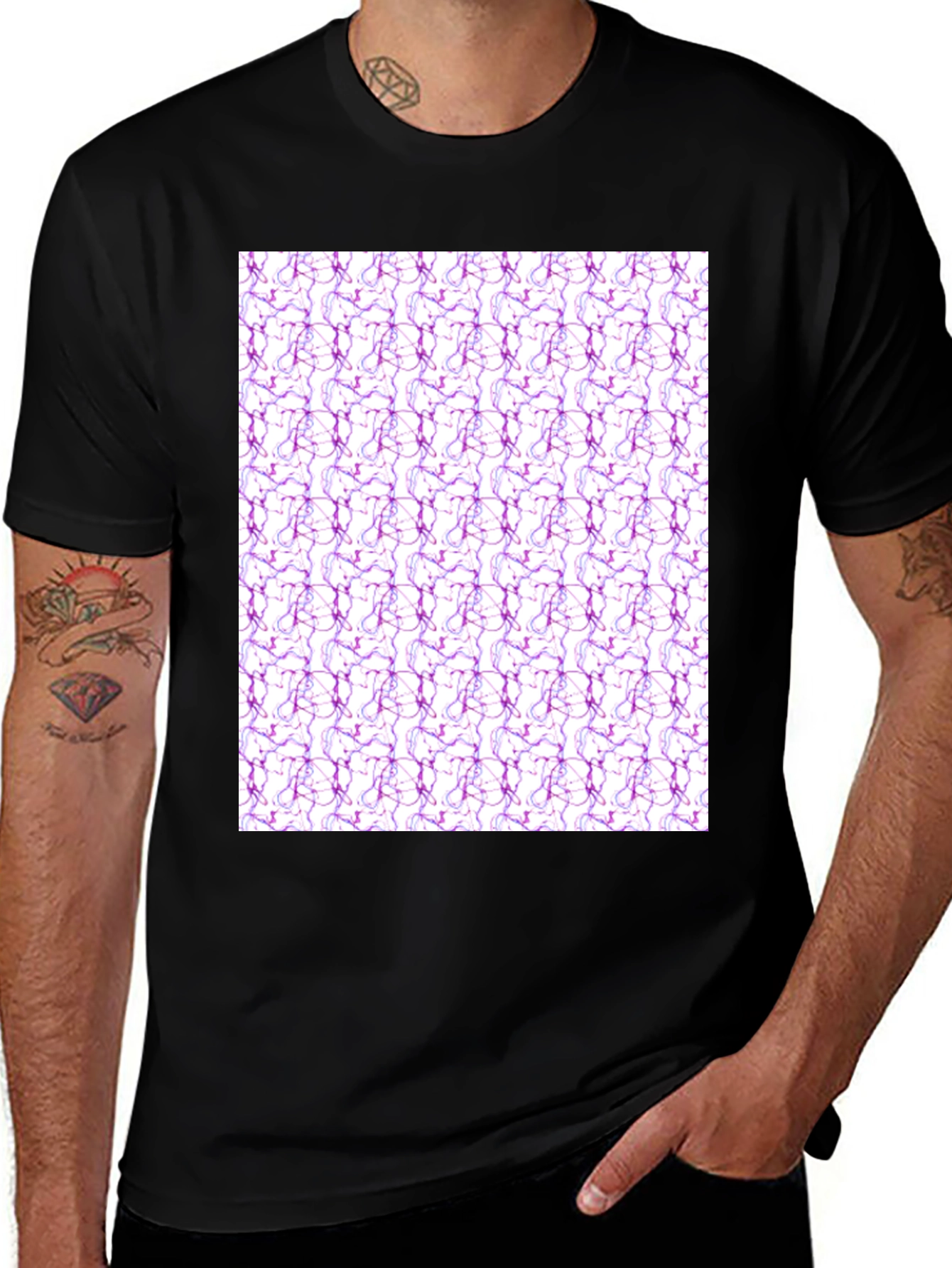 Abstract Pattern Black T-Shirt