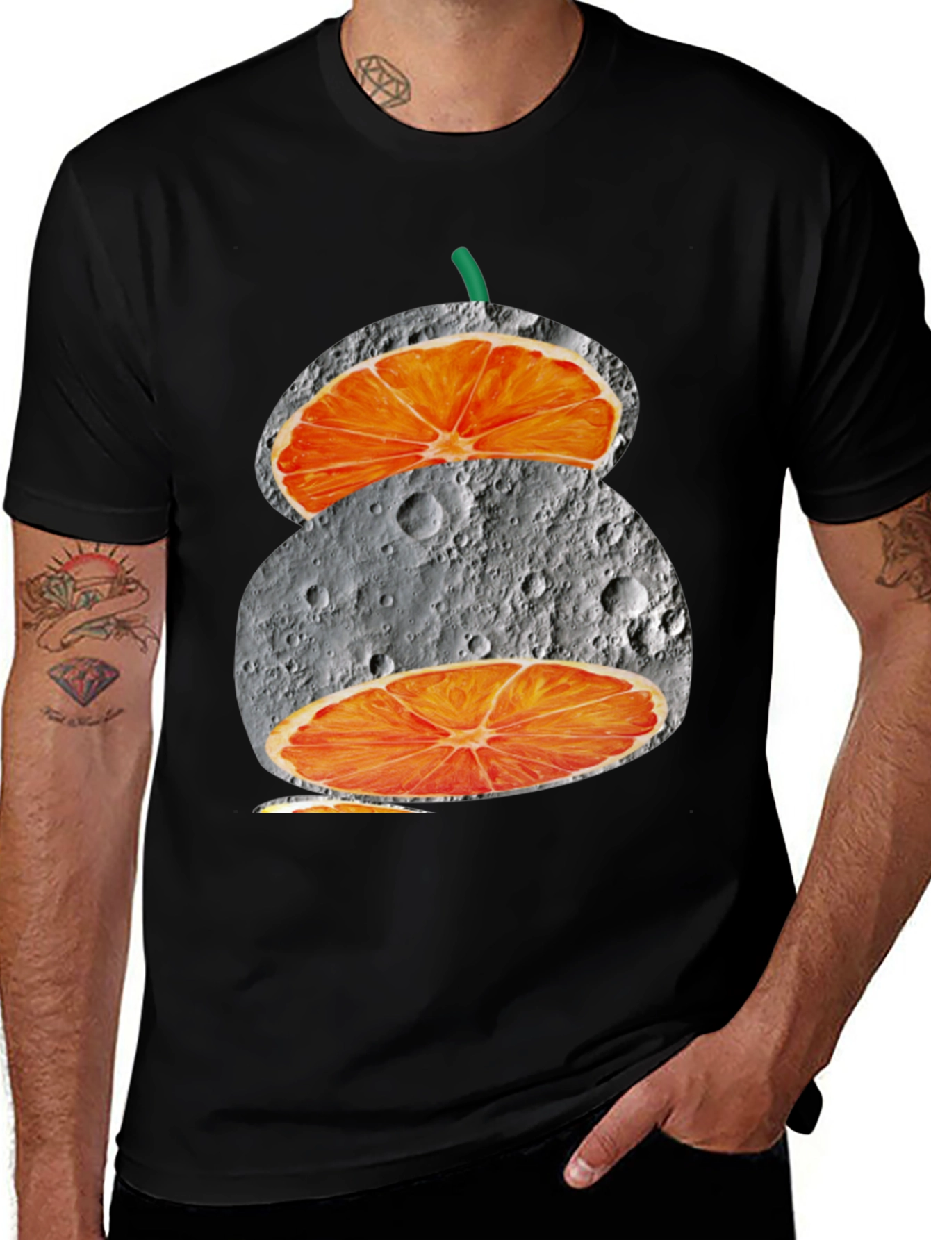 Variant 15 of Orange Moon Graphic Tee - Unique Lunar Fruit Design