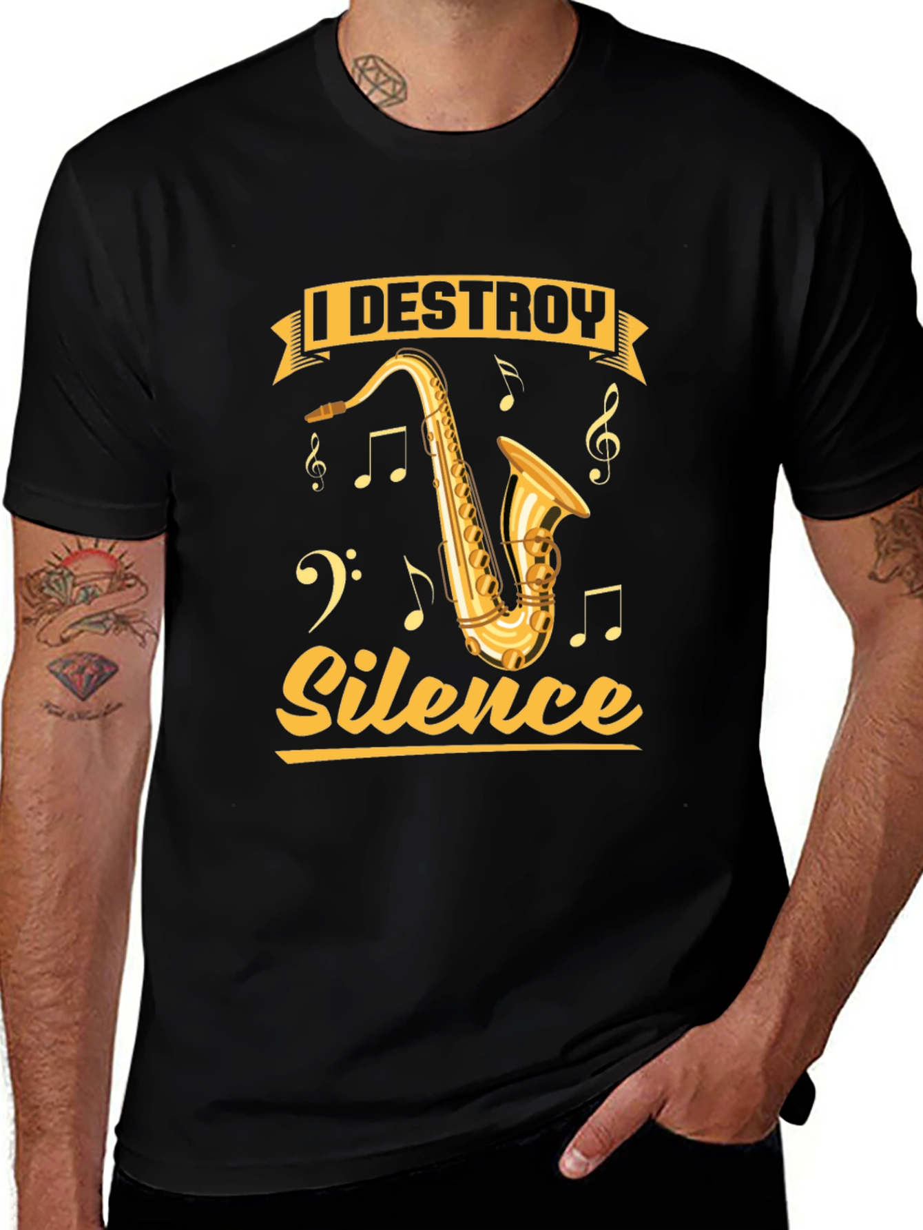 Variant 24 of I Destroy Silence Saxophone T-Shirt