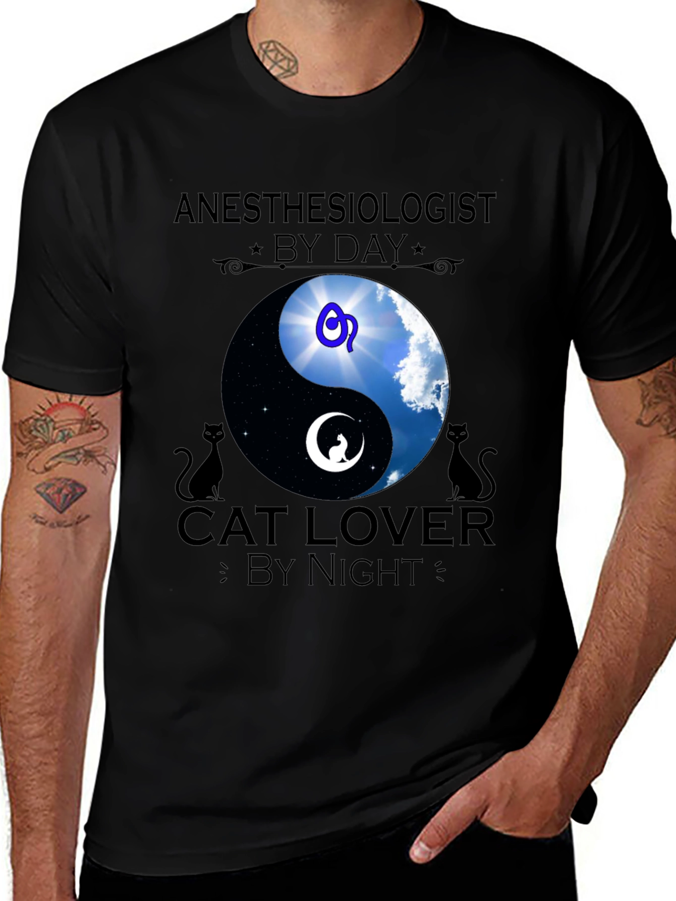 Variant 21 of Anesthesiologist Cat Lover Yin Yang T-Shirt