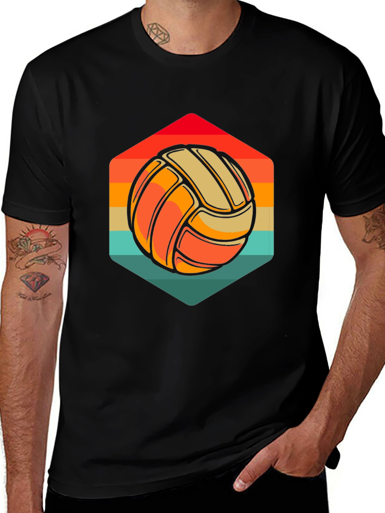 Variant 25 of Retro Volleyball Graphic Tee - Black Unisex T-Shirt