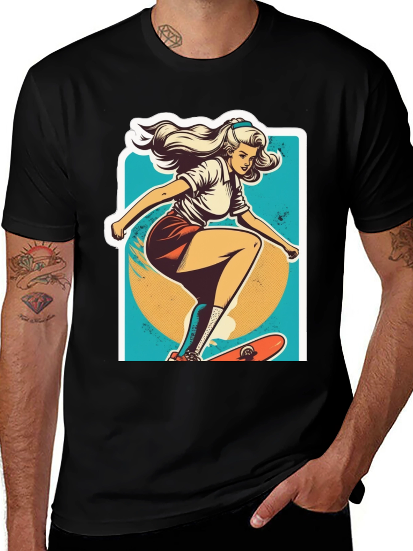 Variant 12 of Skater Girl Graphic Tee - Cool Retro Style