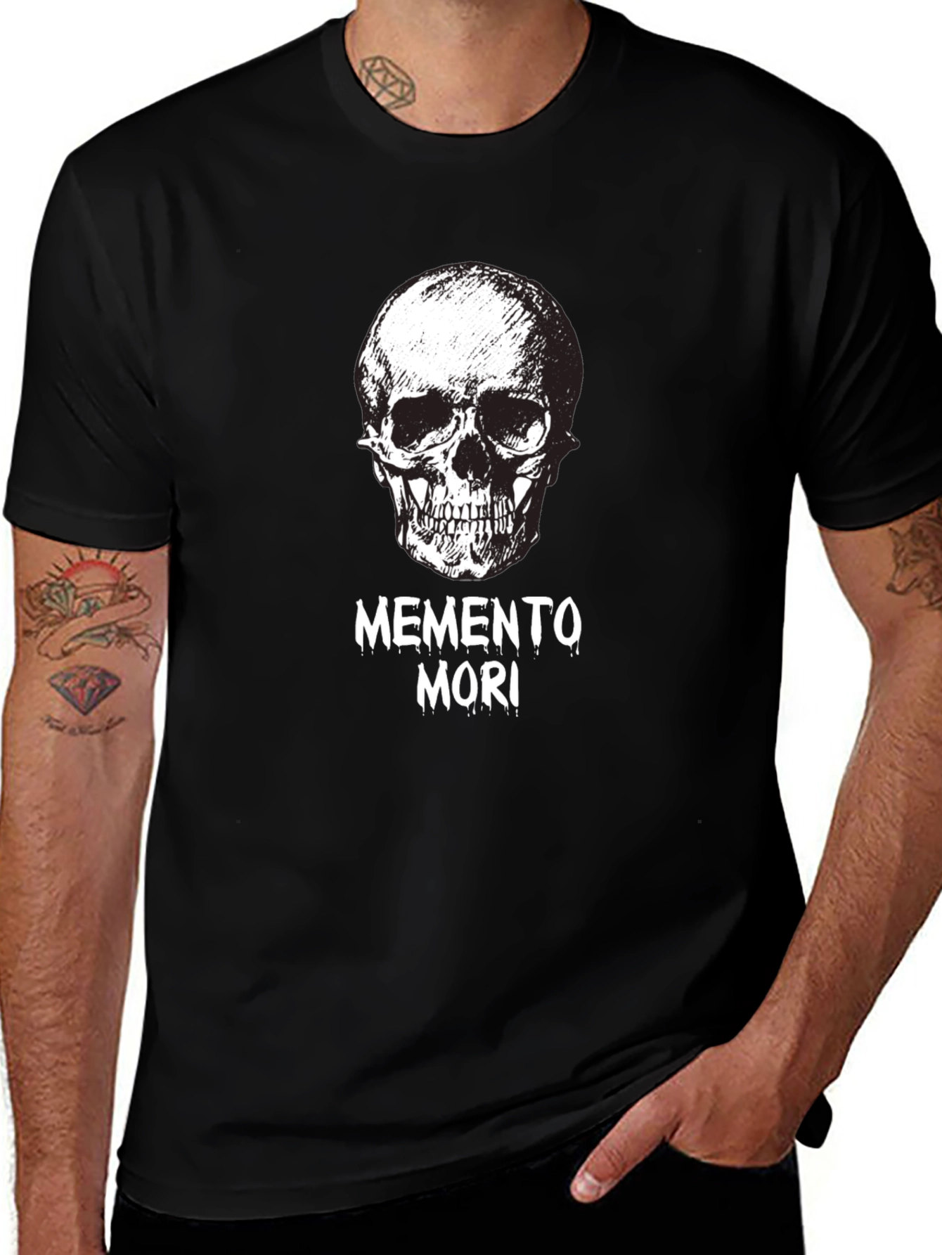 Memento Mori Skull Graphic Tee - Black