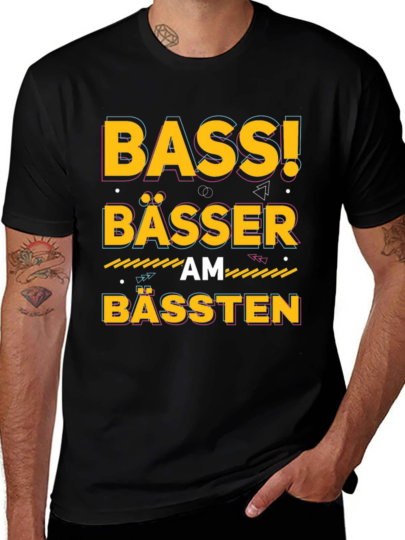 Variant 21 of Bass! Bässer am Bässten Black Graphic T-Shirt