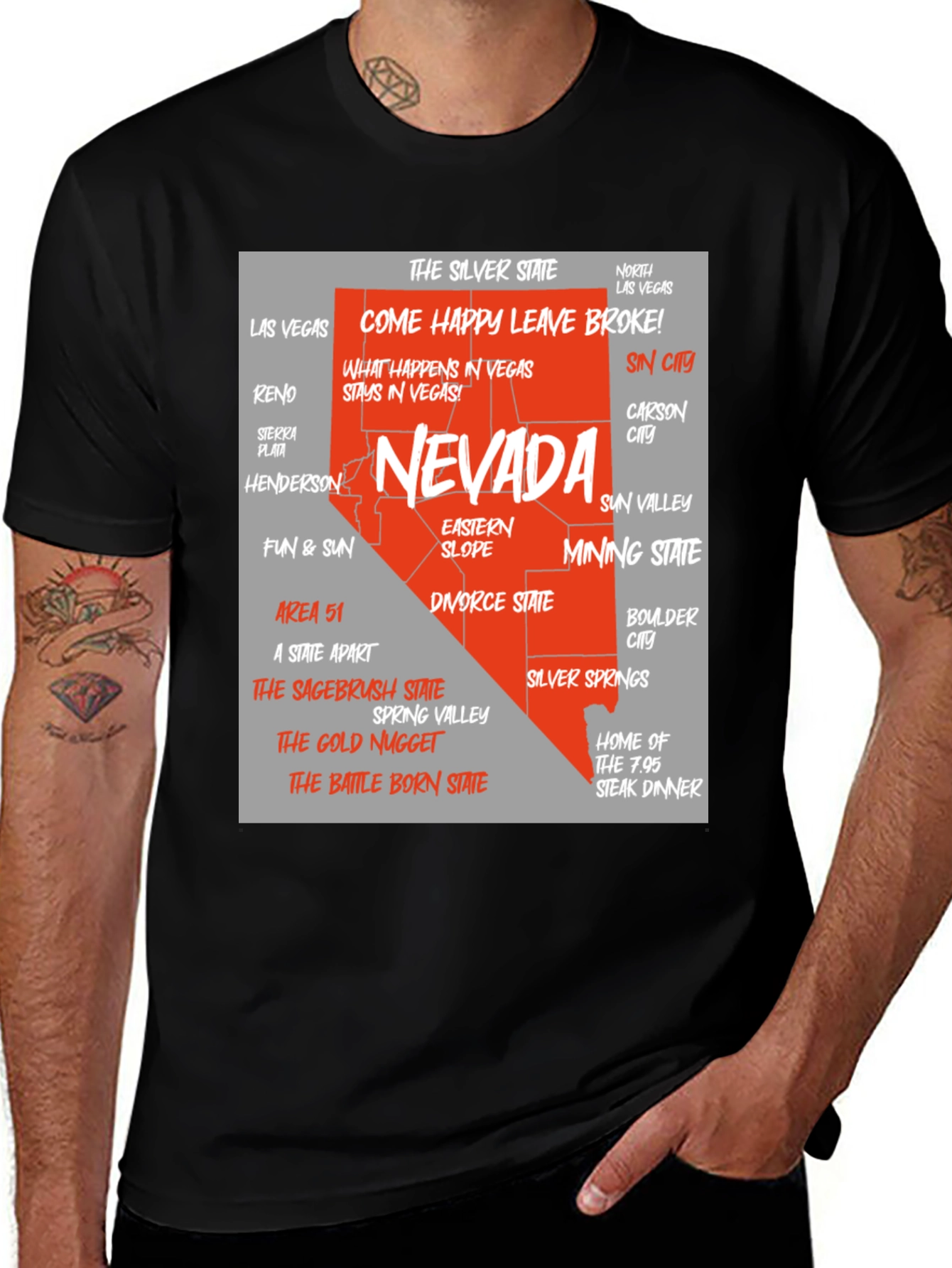 Nevada Map Graphic T-Shirt