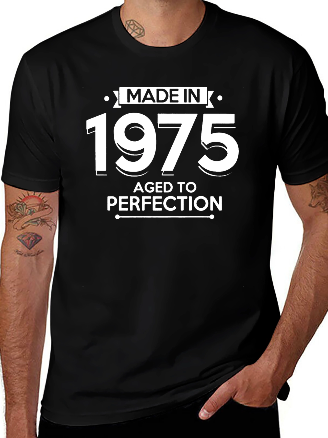 Variant 10 of Made in 1975 Aged to Perfection Black T-Shirt